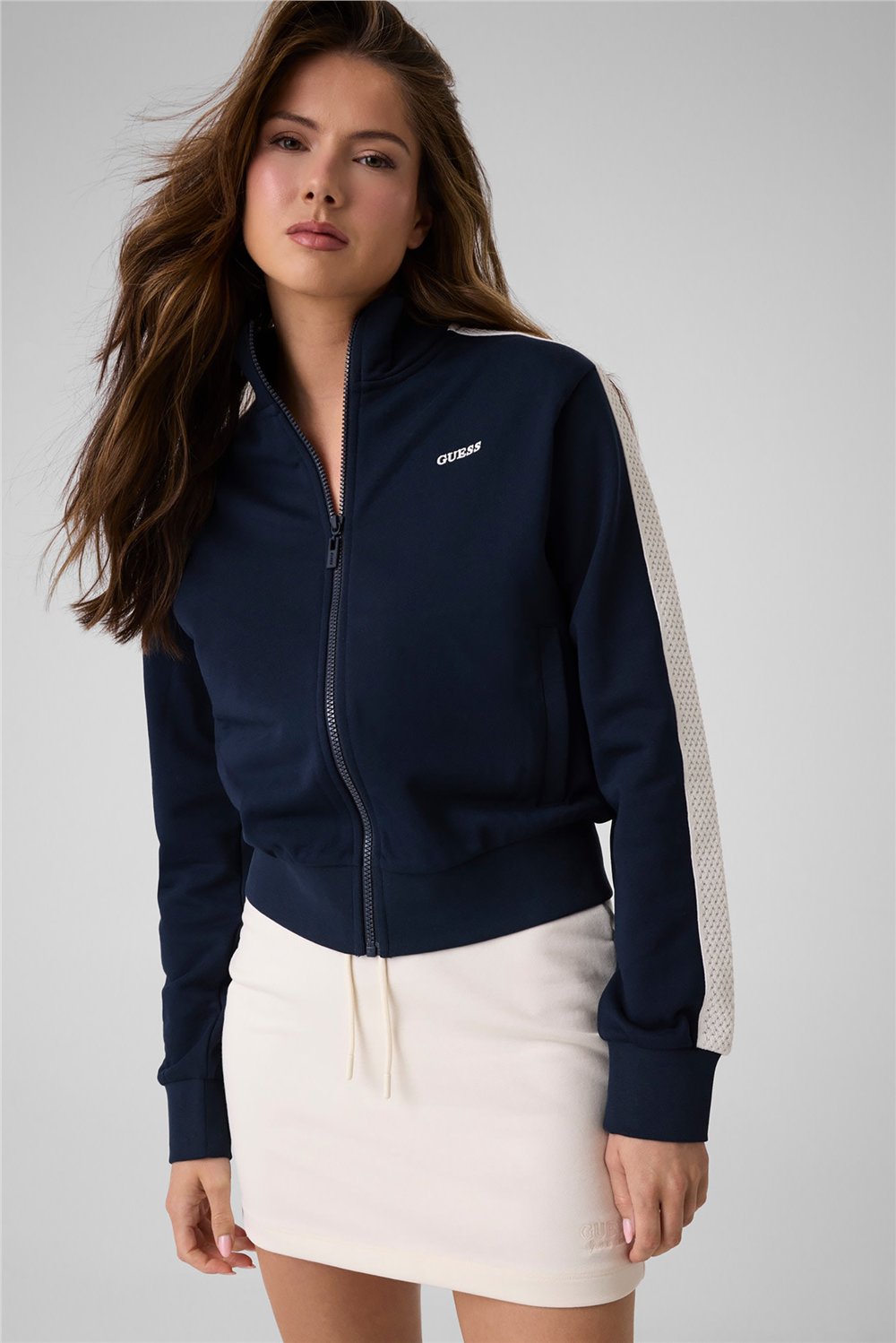 Guess Phoebe Kadın Aktif Fermuarlı Sweatshirt Lacivert