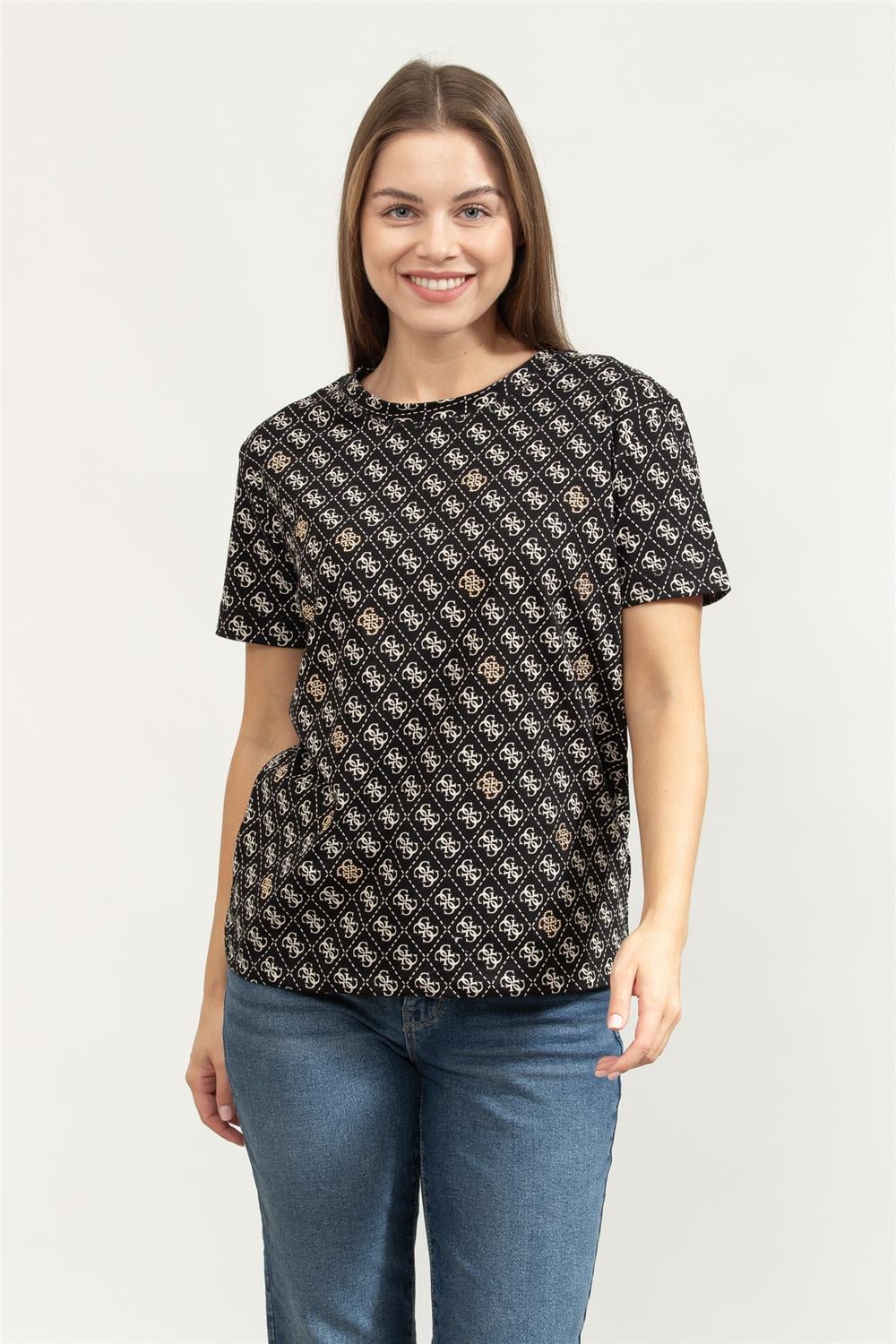 Guess Rhombus Kadın Aktif Regular Fit T-Shirt