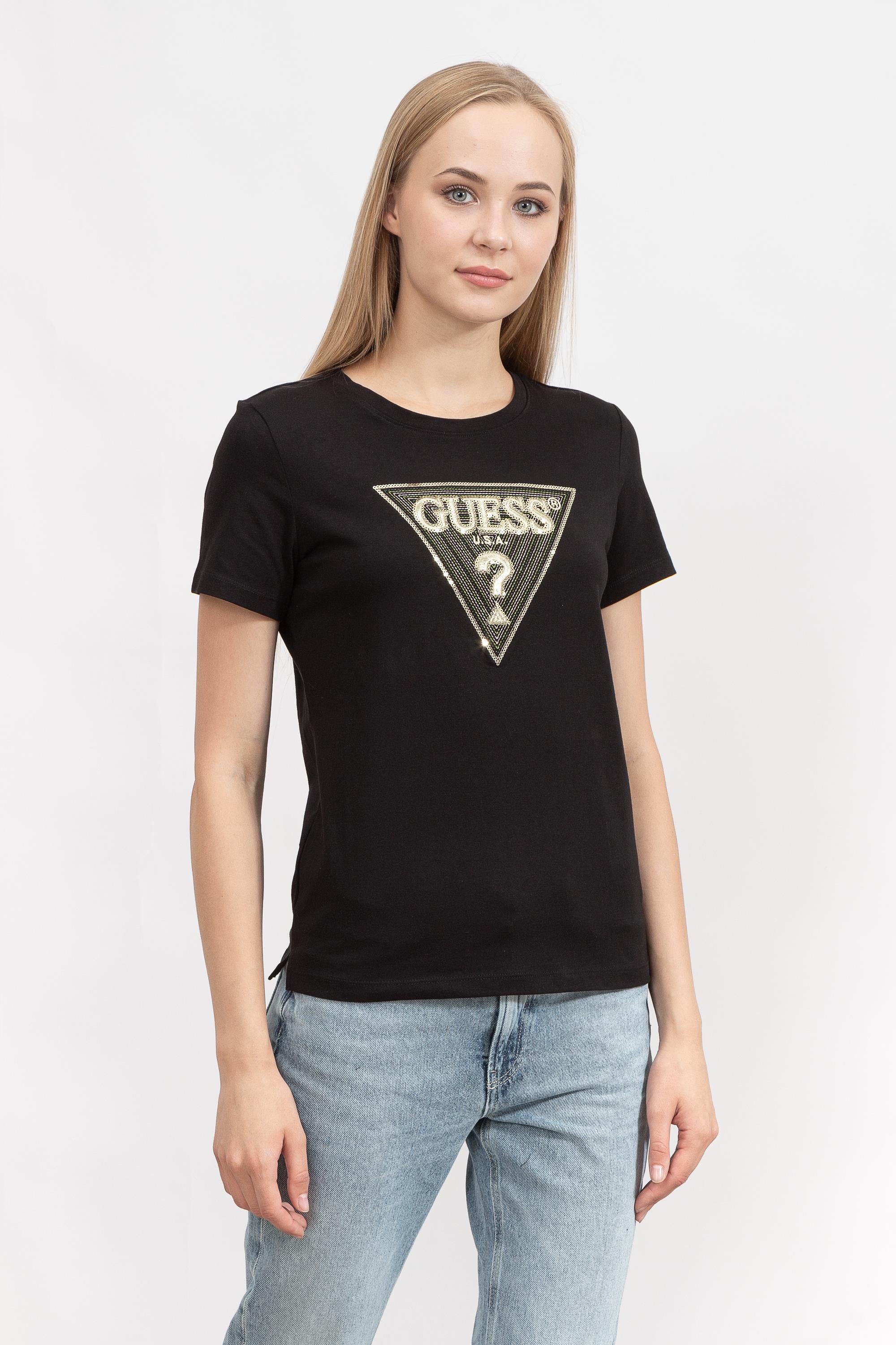 Guess Ss Cn Multicolor Triangle Kadın Bisiklet Yaka T-Shirt