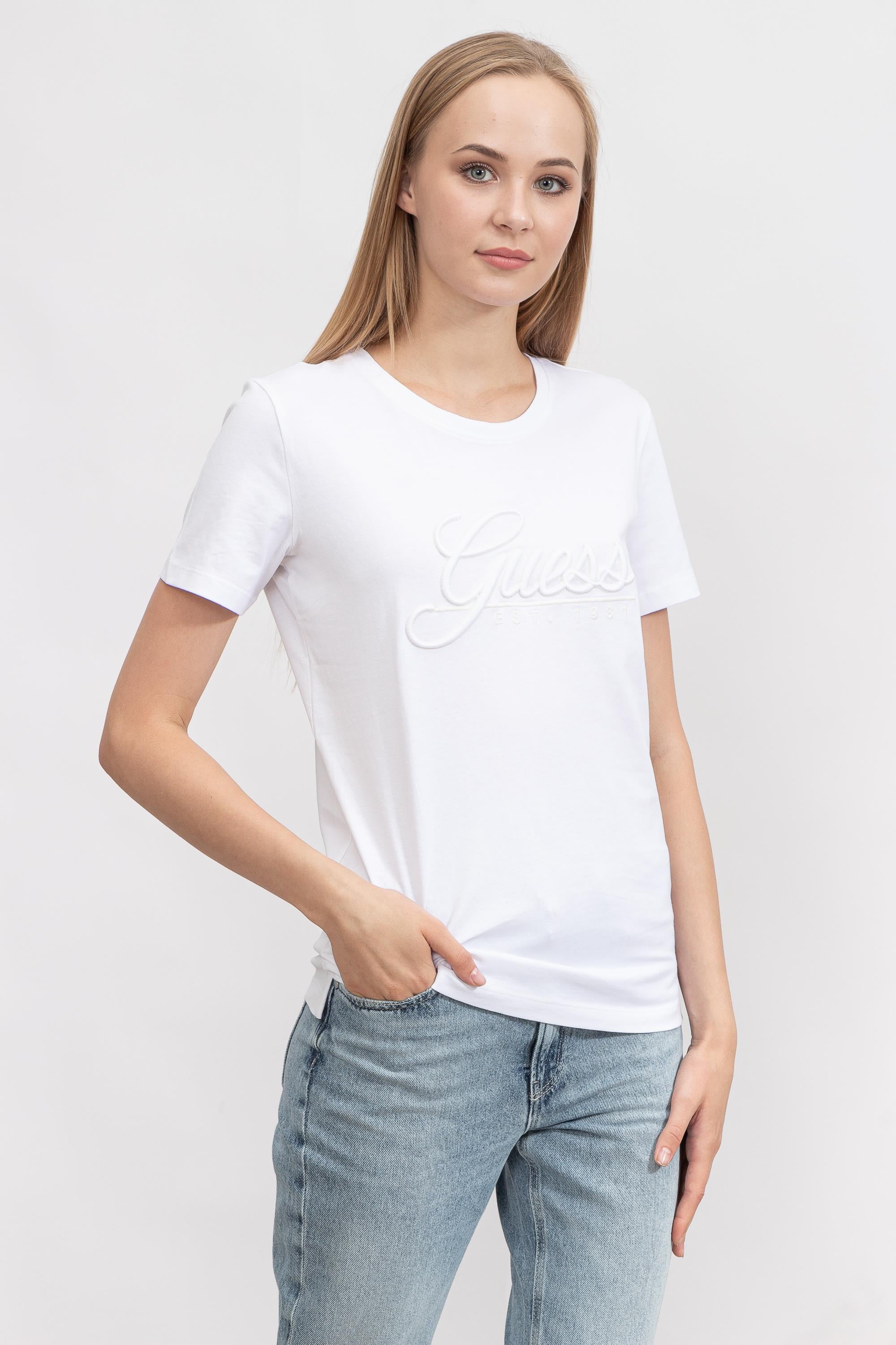 Guess Ss Rn Guess Script Kadın Bisiklet Yaka T-Shirt