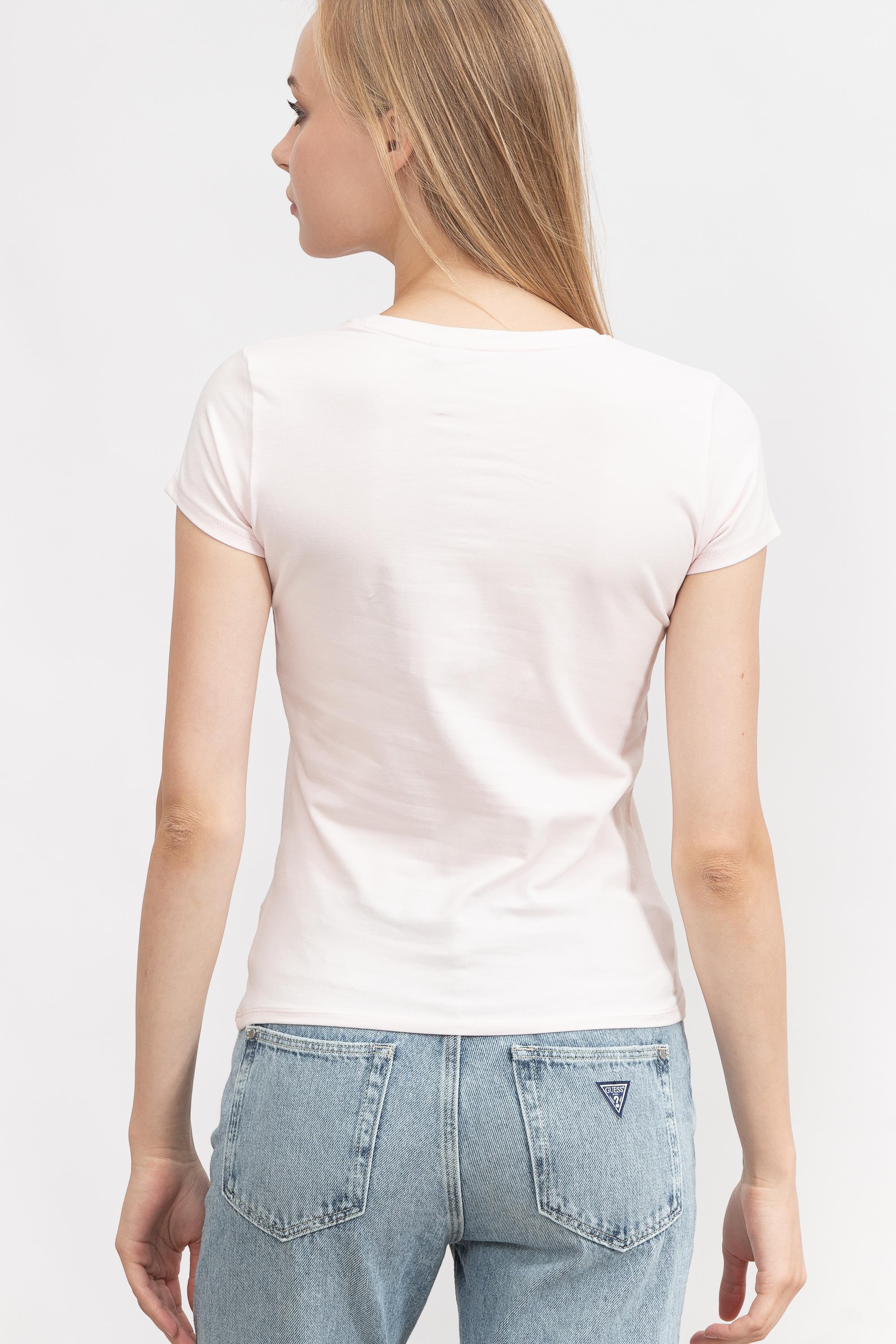 Guess Ss Triangle Crystal Logo Kadın Bisiklet Yaka T-Shirt