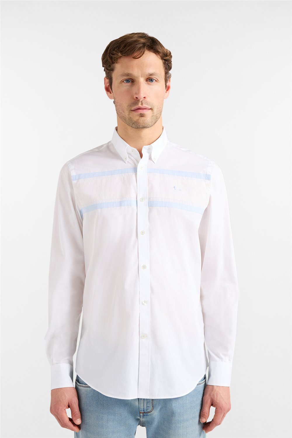 Harmont Blaine Camicia Fascette Petto Erkek Gömlek Beyaz