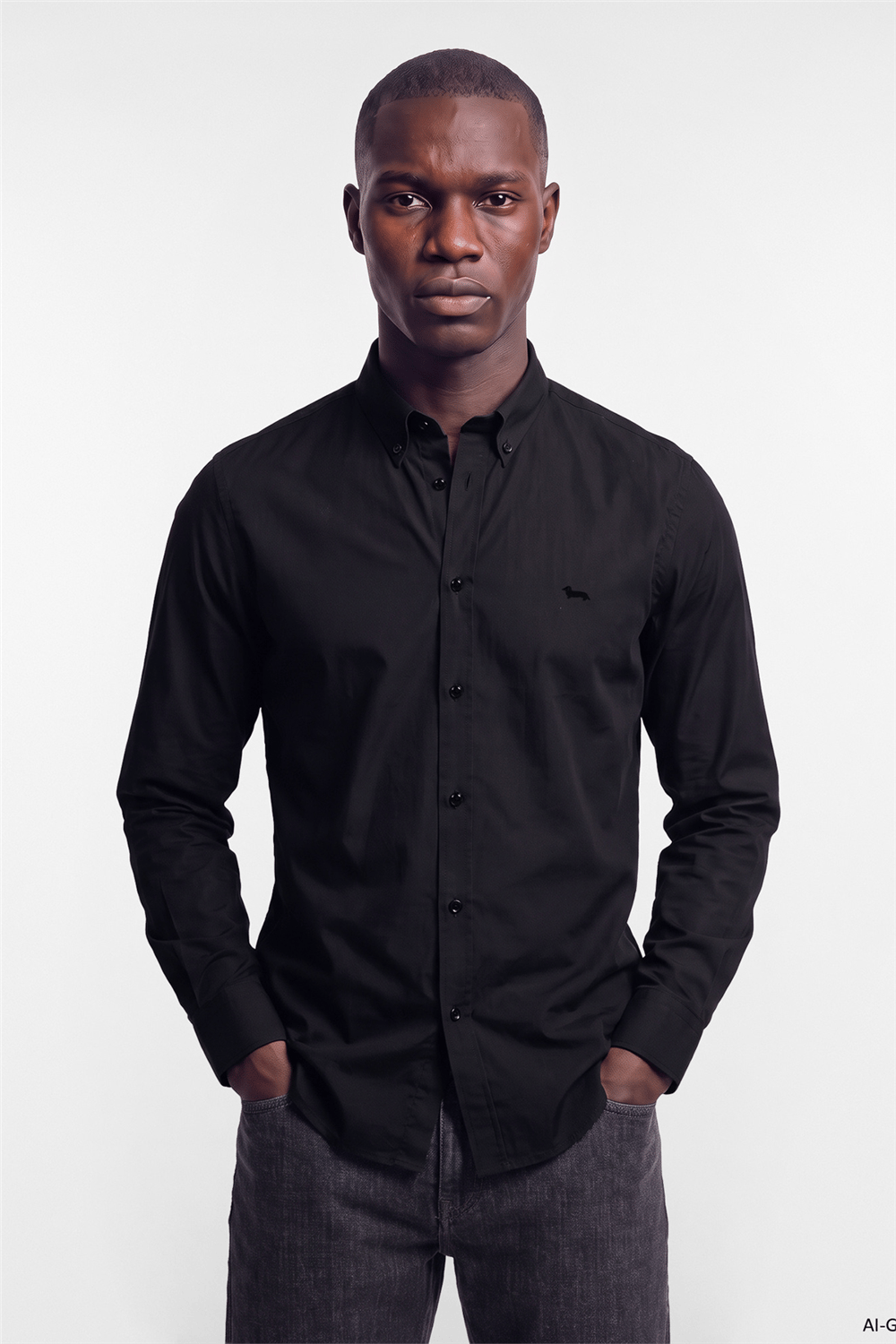 Harmont Blaine Camicia Popeline Tinto Erkek Gömlek Siyah