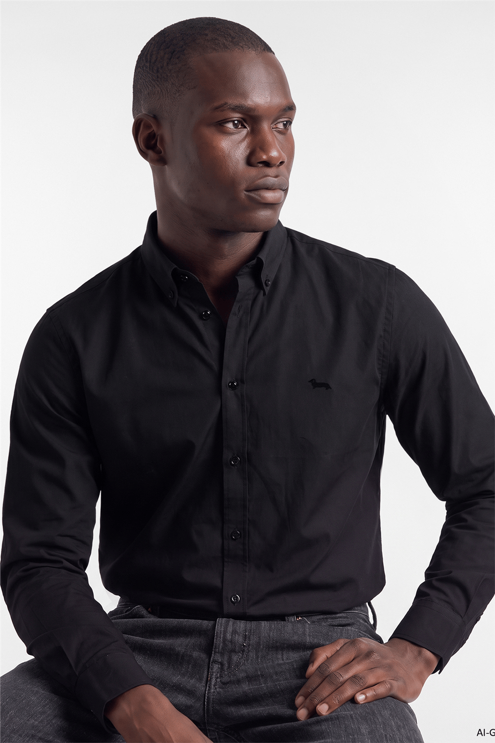 Harmont Blaine Camicia Popeline Tinto Erkek Gömlek Siyah