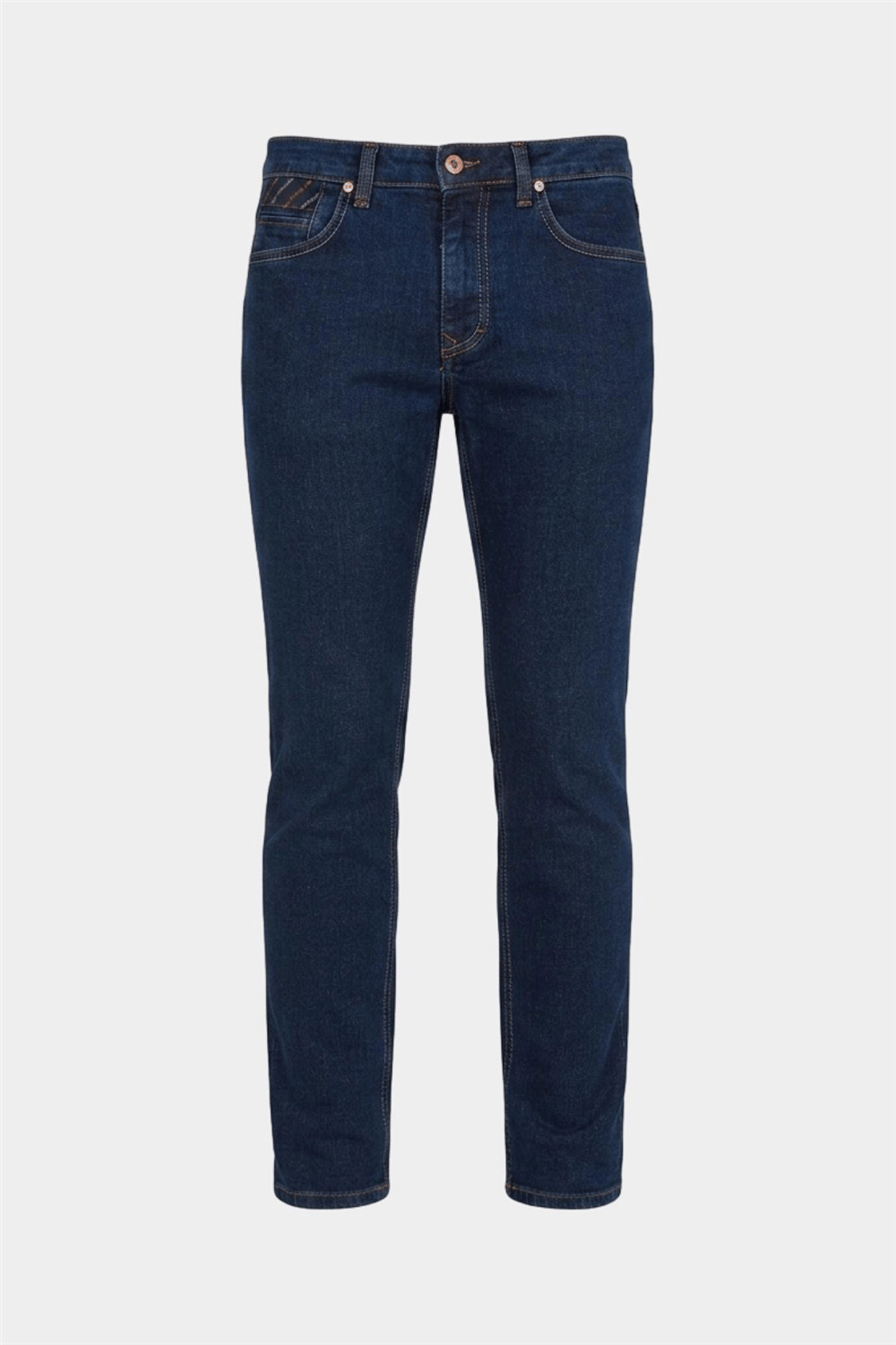 Harmont Blaine Denim  Personalizzato Erkek 5 Cepli Pantolon İndigo Mavi