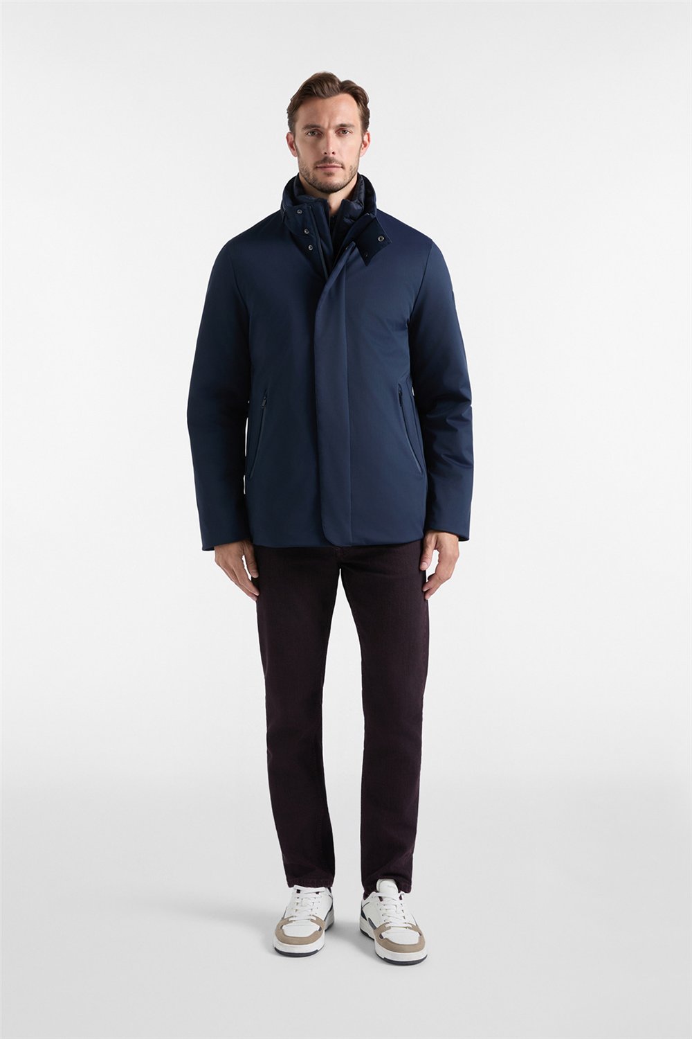 Harmont Blaine Field Jacket In Nylon Stret Erkek Mont Lacivert