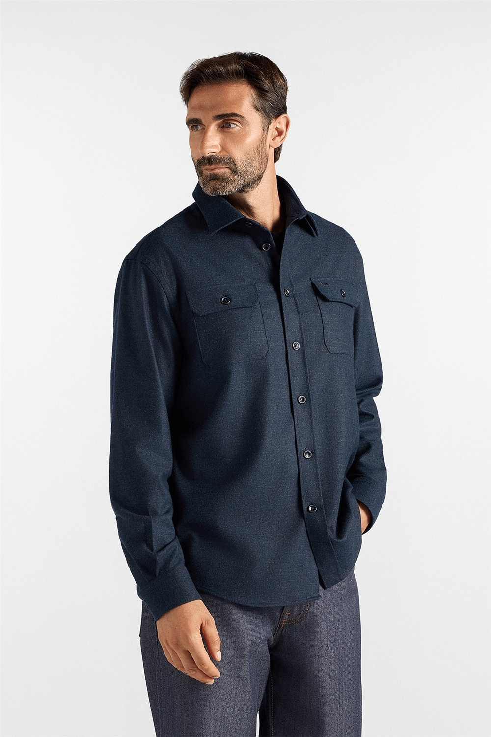 Harmont Blaine Over Shirt Flanella Erkek Gömlek Lacivert