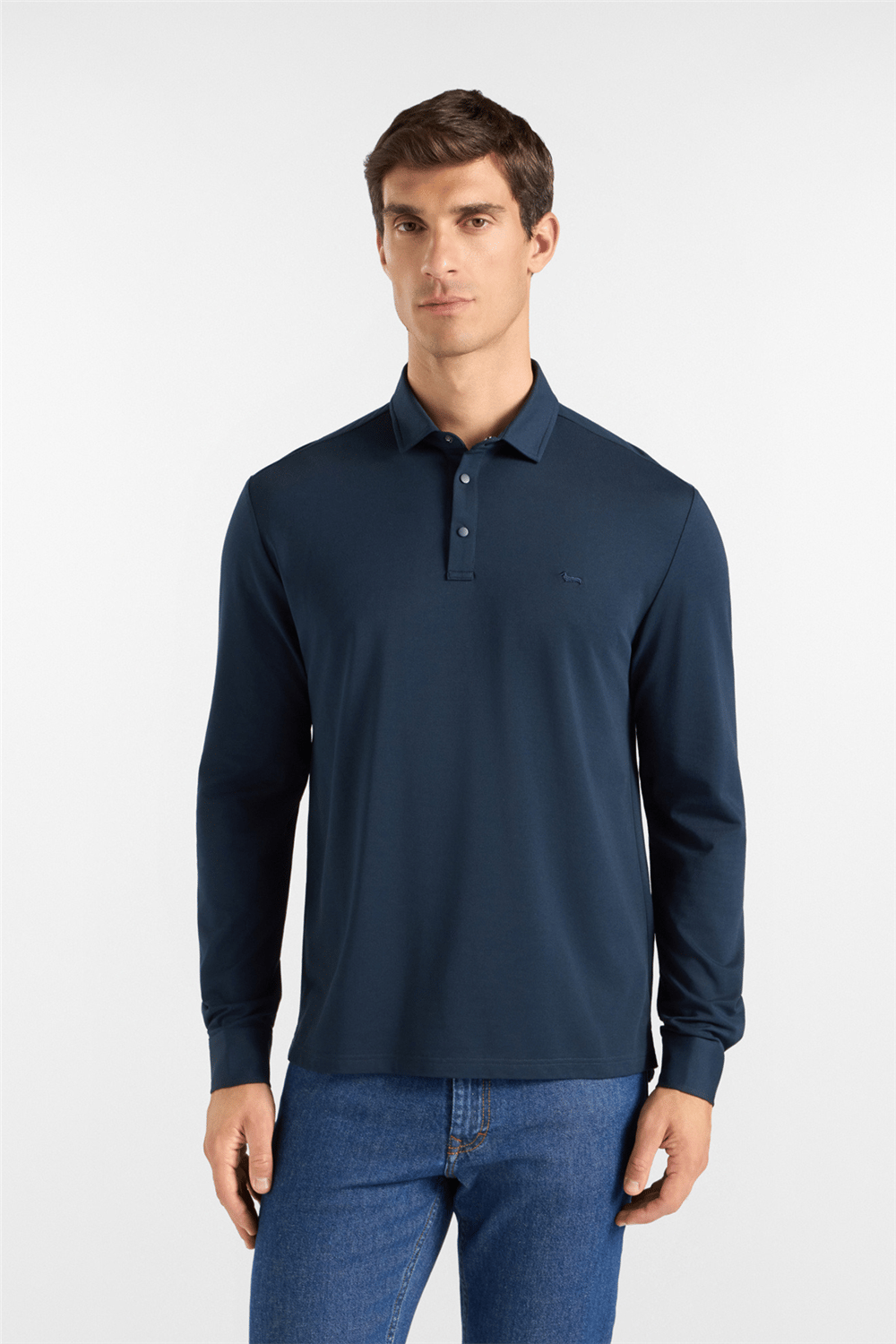 Harmont Blaine Polo In Piquet Tecnico Erkek Polo Yaka T-Shirt Lacivert