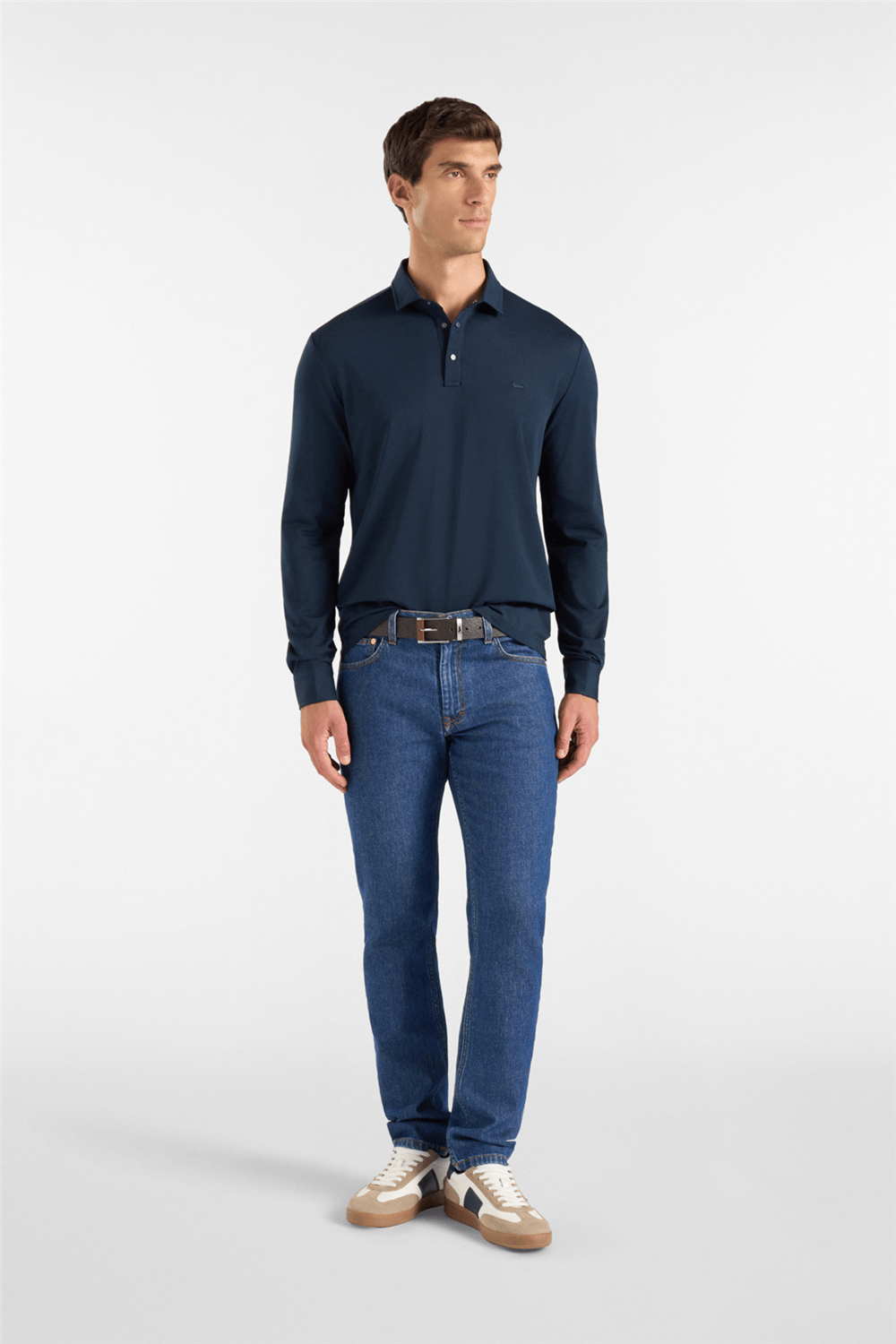 Harmont Blaine Polo In Piquet Tecnico Erkek Polo Yaka T-Shirt Lacivert