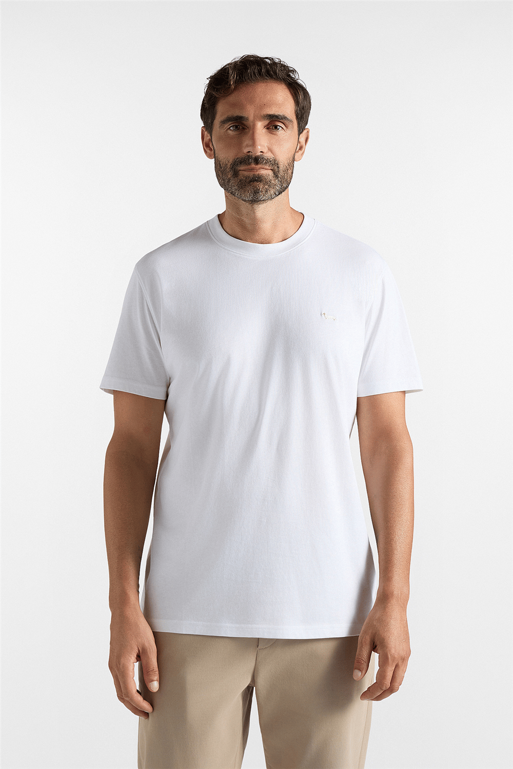 Harmont Blaine T Shirt In Jersey Con Basso Erkek Bisiklet Yaka T-Shirt Beyaz