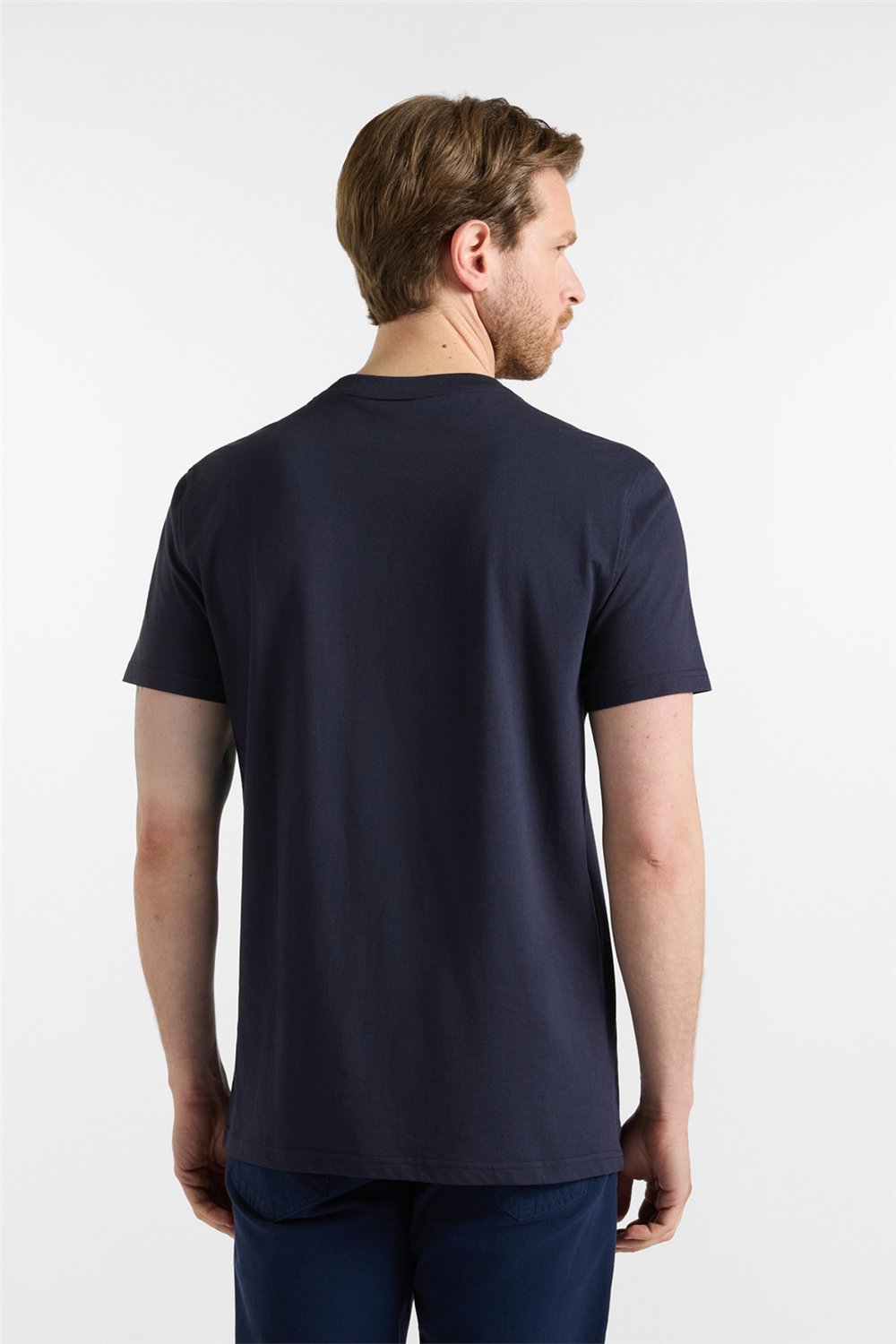 Harmont Blaine T Shirt In Jersey Con Basso Erkek Bisiklet Yaka T-Shirt Lacivert