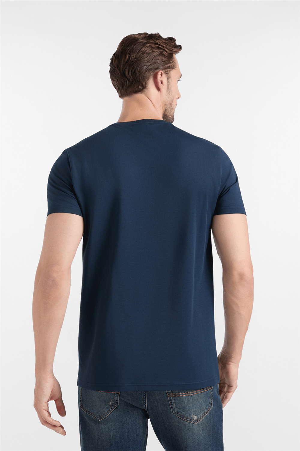 Harmont Blaine T Shirt Piquet Tecnico Erkek Bisiklet Yaka T-Shirt Lacivert