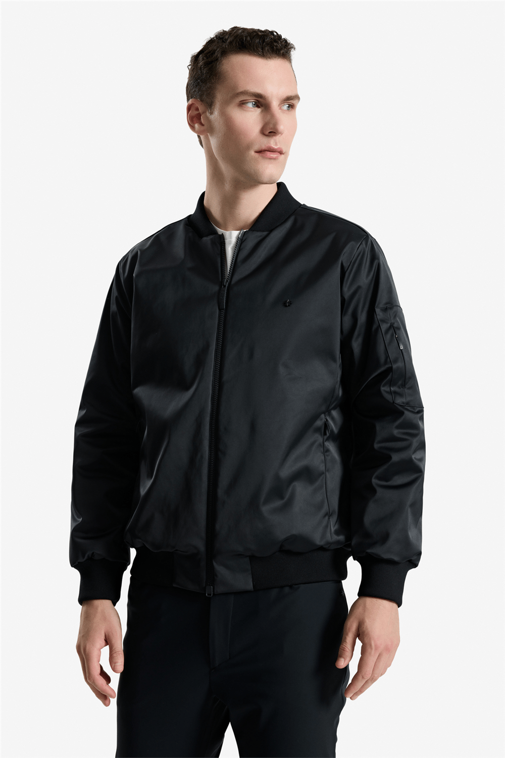 Isaora Satin Bomber Erkek Bomber Mont Siyah