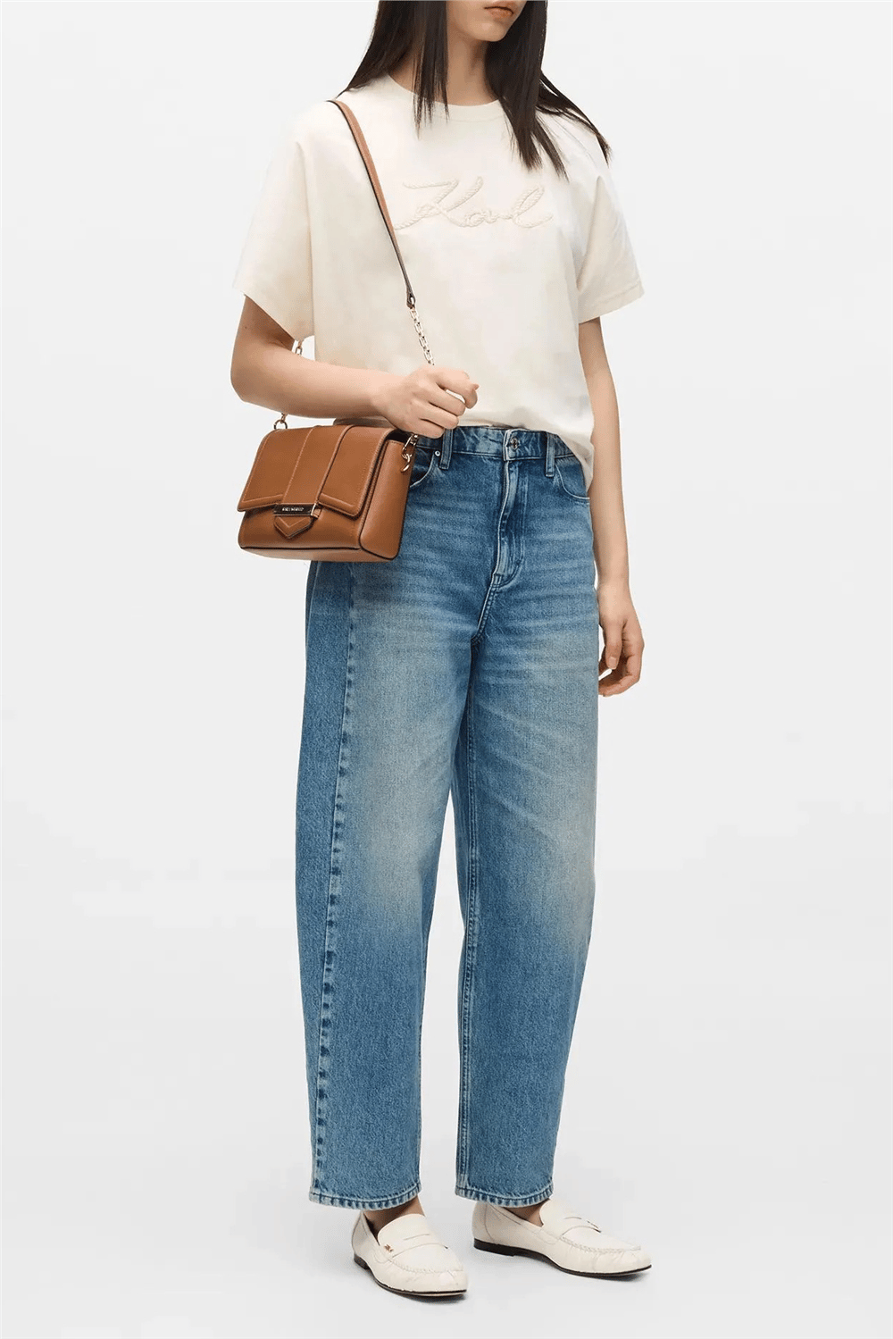 Karl Lagerfeld Barrel Denim Pants Kadın Jean Pantolon Mavi