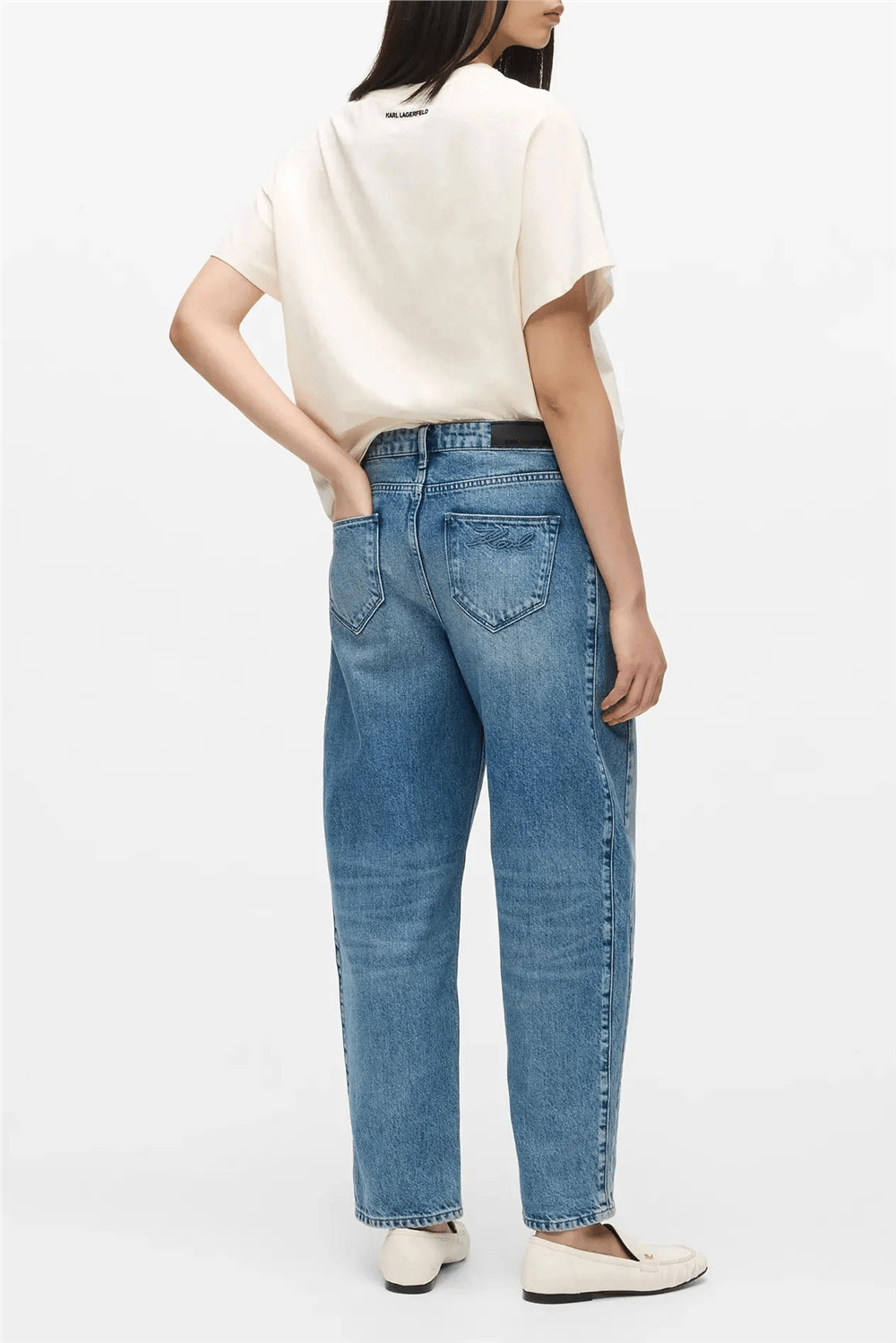 Karl Lagerfeld Barrel Denim Pants Kadın Jean Pantolon Mavi