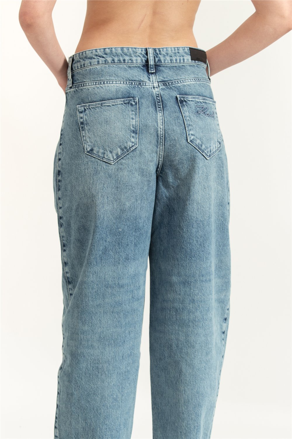 Karl Lagerfeld Barrel Denim Pants Kadın Jean Pantolon Mavi