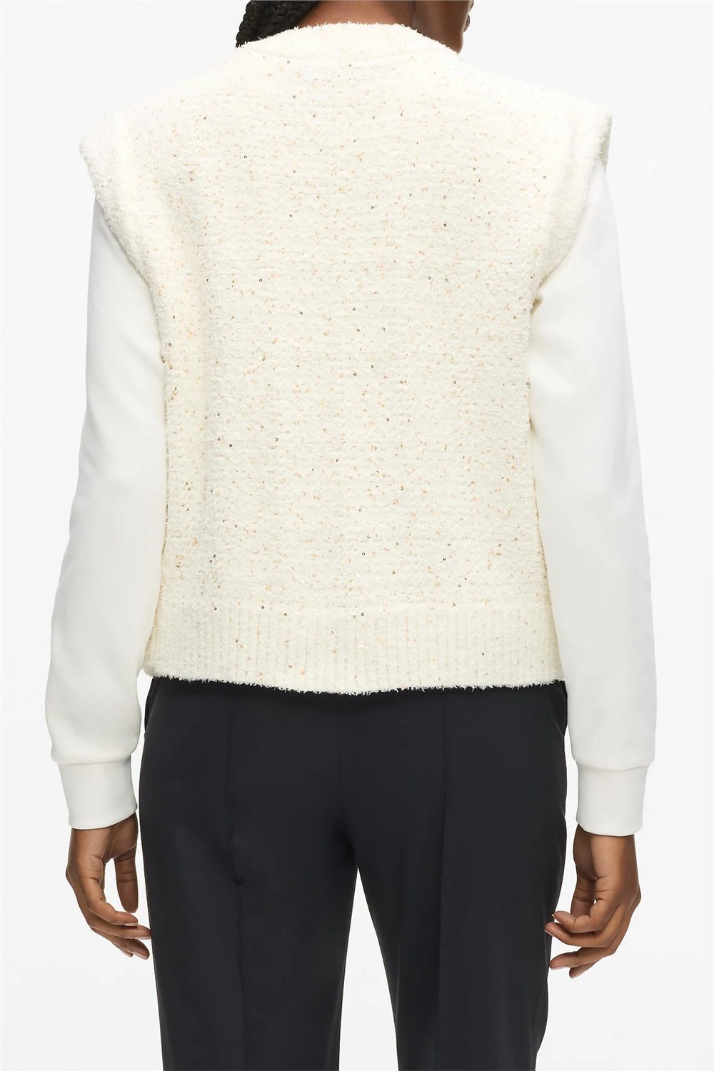 Karl Lagerfeld Boucle Knit Vest Kadın Hırka Krem