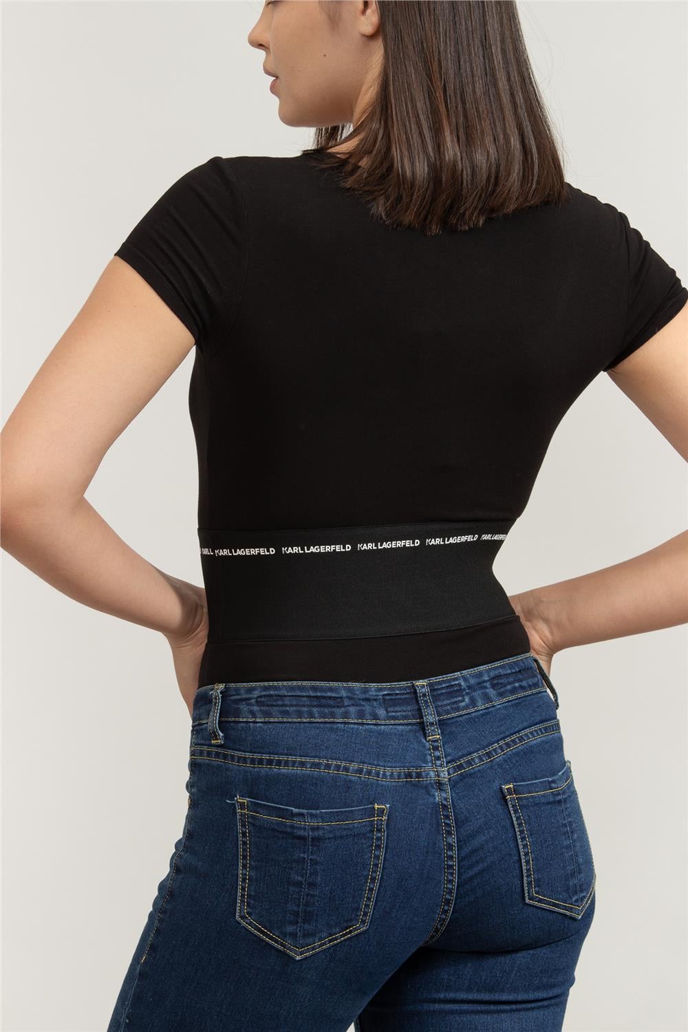 Karl Lagerfeld Branded Kadın Bisiklet Yaka T-Shirt