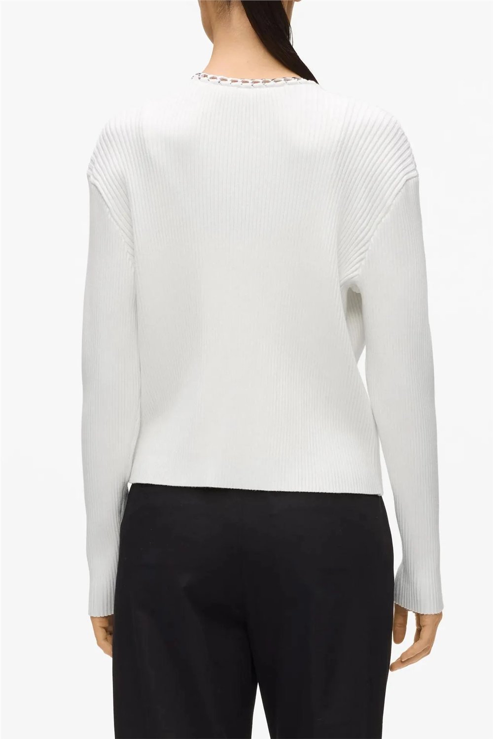 Karl Lagerfeld Chain Detail Knit Cardigan Kadın Hırka Beyaz