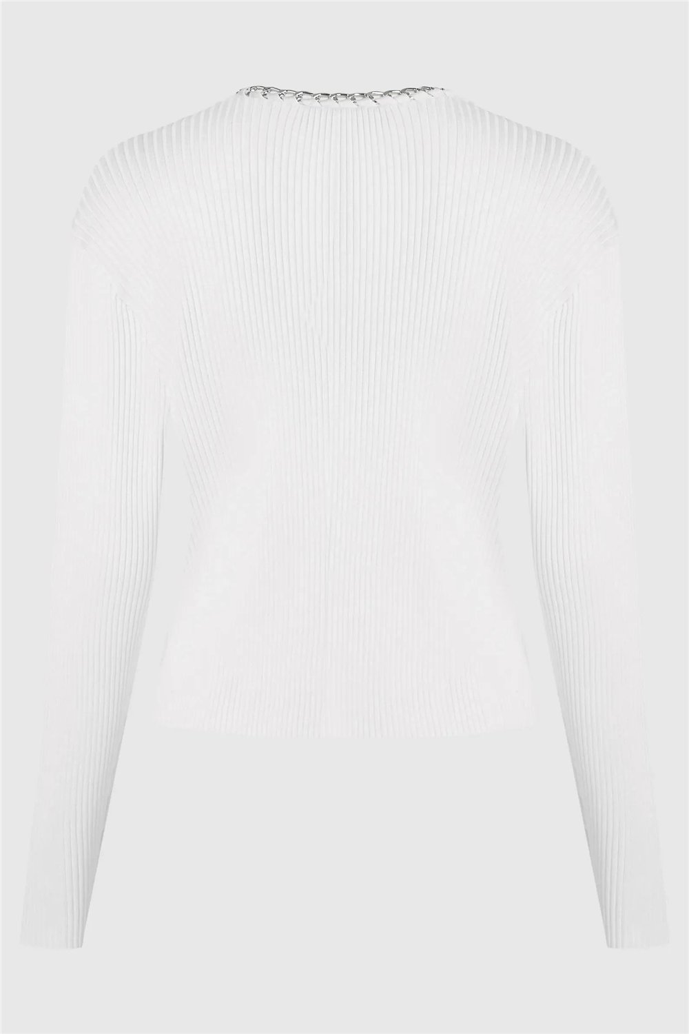 Karl Lagerfeld Chain Detail Knit Cardigan Kadın Hırka Beyaz