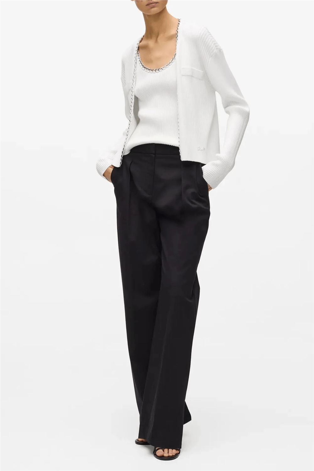 Karl Lagerfeld Chain Detail Knit Top Kadın Triko Beyaz