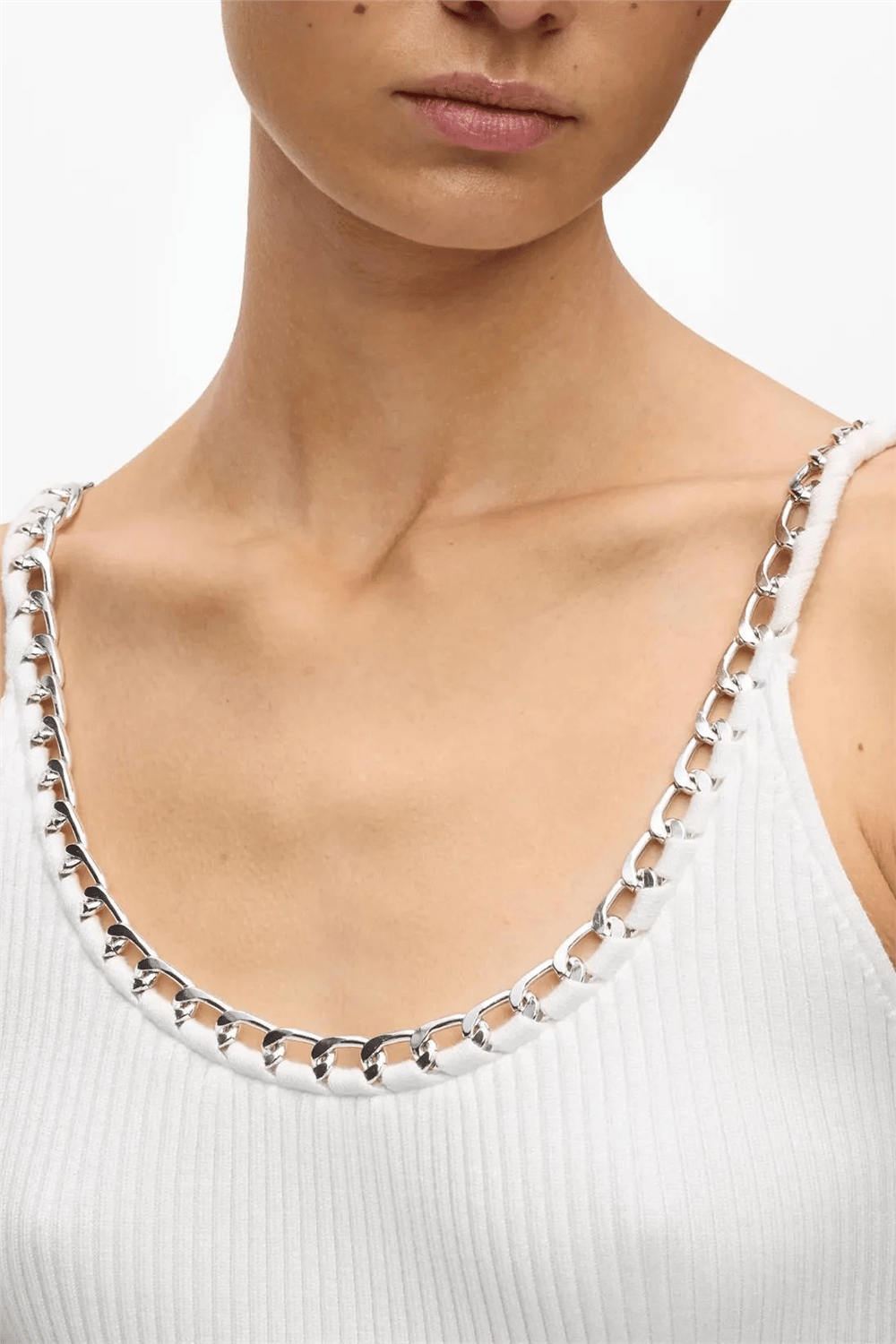 Karl Lagerfeld Chain Detail Knit Top Kadın Triko Beyaz