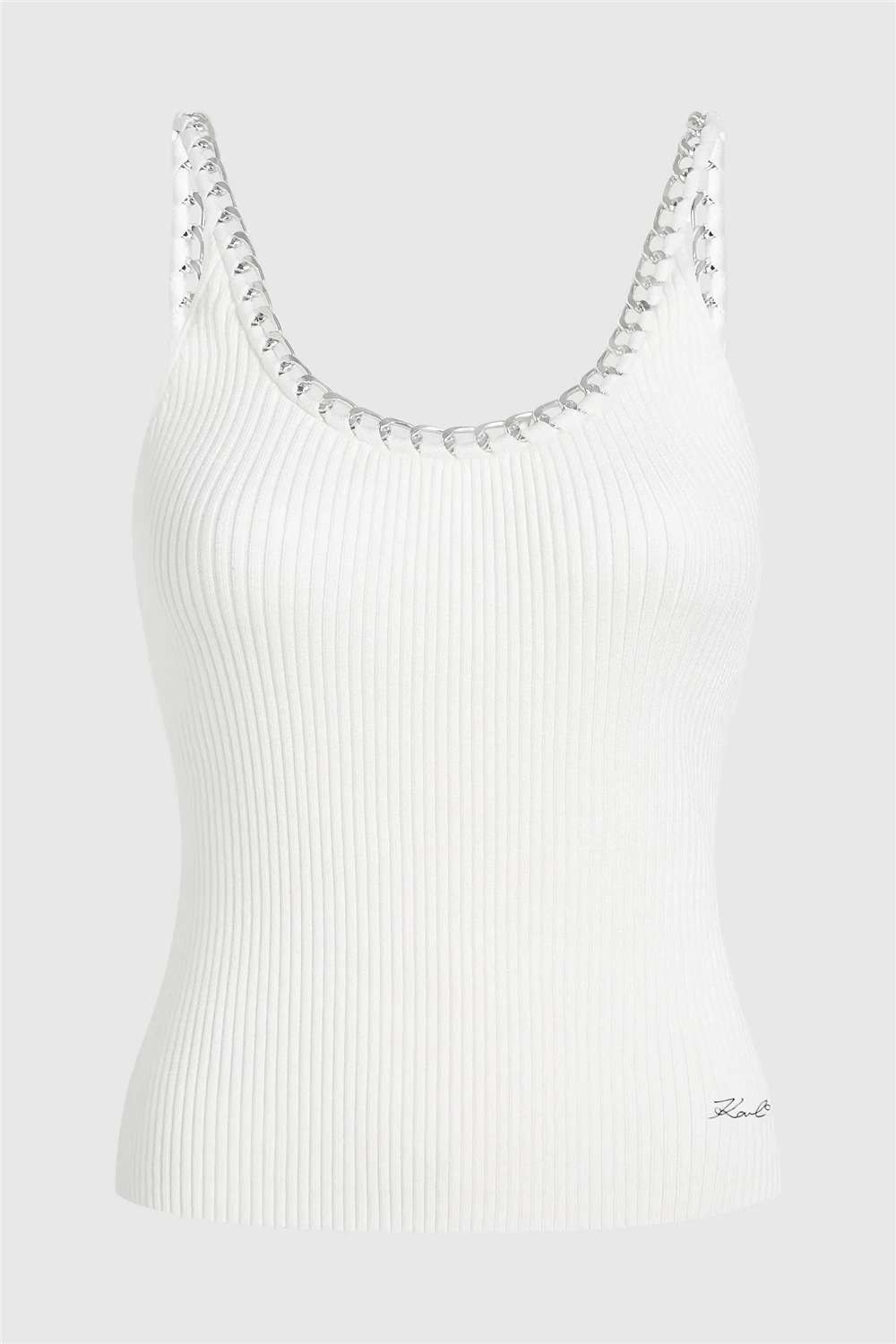 Karl Lagerfeld Chain Detail Knit Top Kadın Triko Beyaz