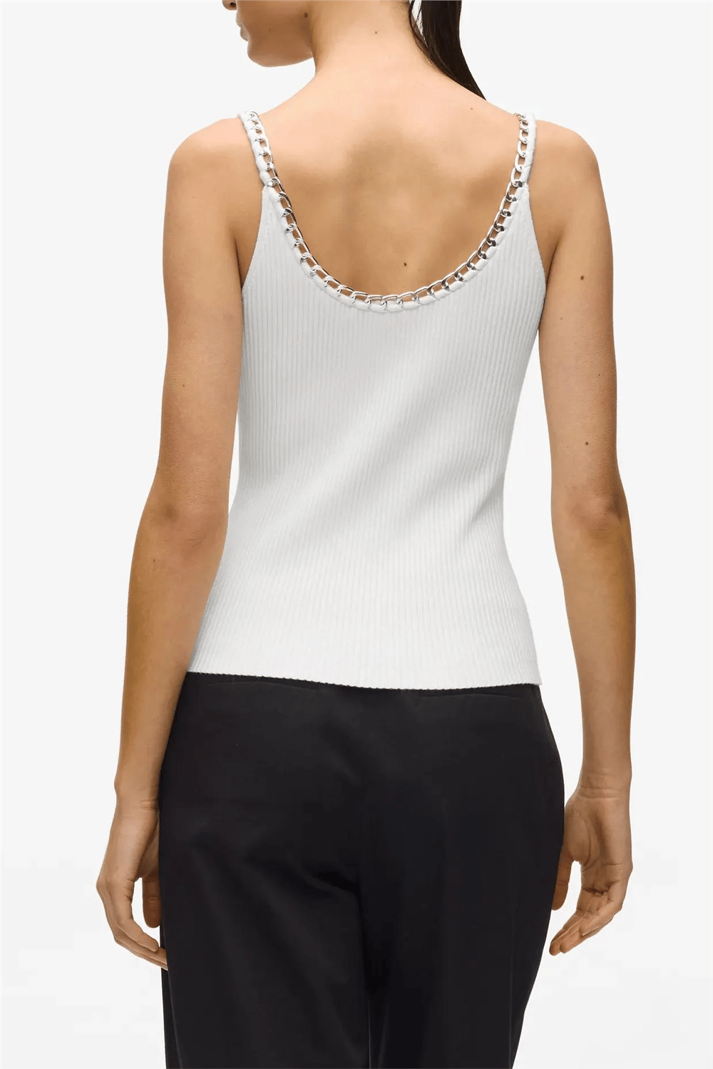 Karl Lagerfeld Chain Detail Knit Top Kadın Triko Beyaz