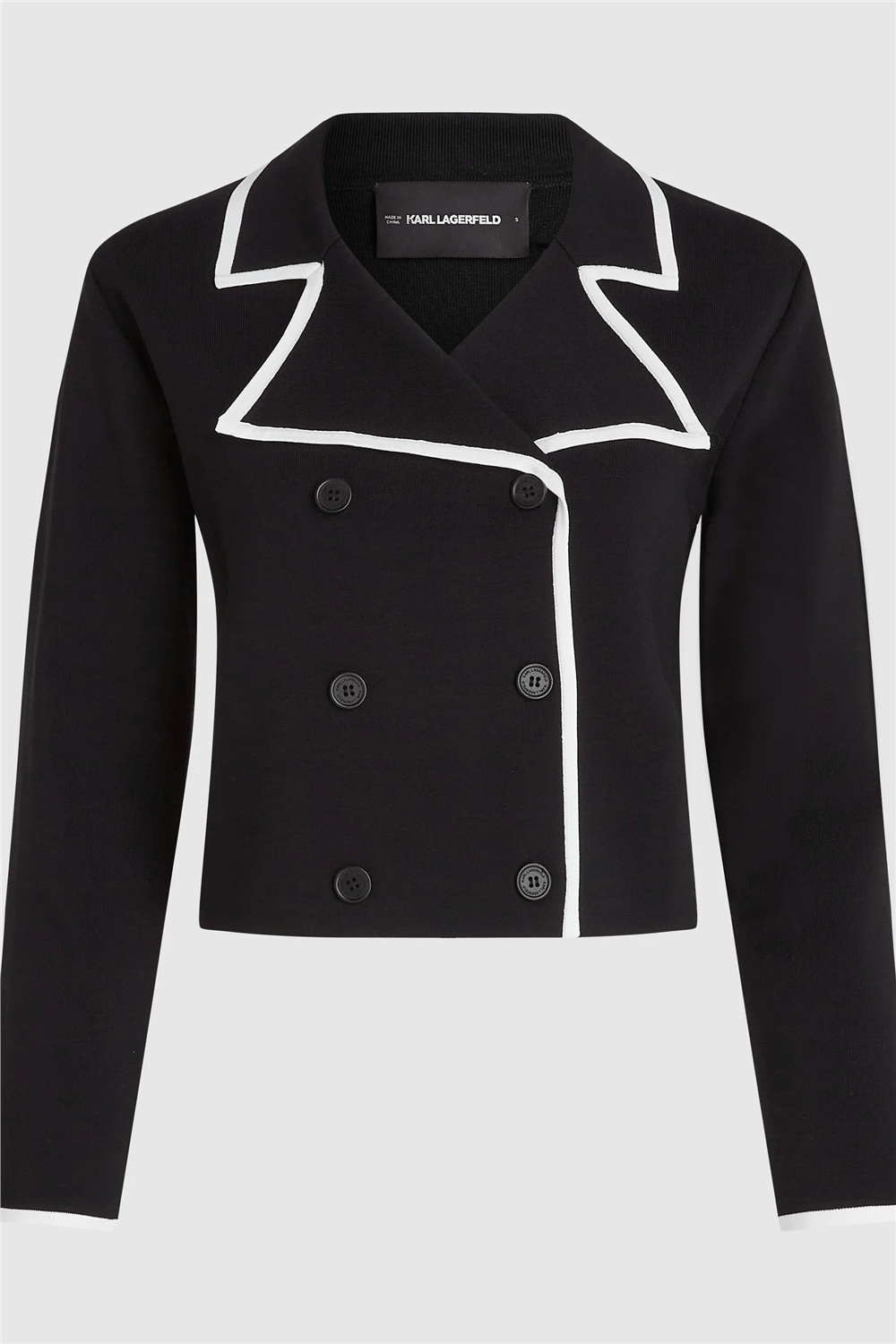 Karl Lagerfeld Contrast Knit Cardigan Kadın Hırka Siyah