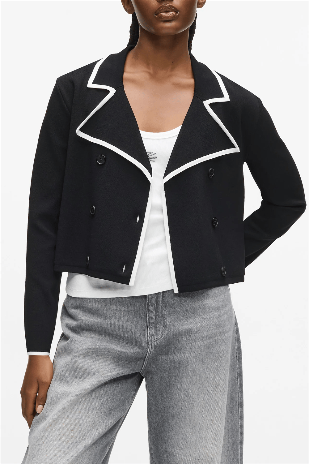 Karl Lagerfeld Contrast Knit Cardigan Kadın Hırka Siyah