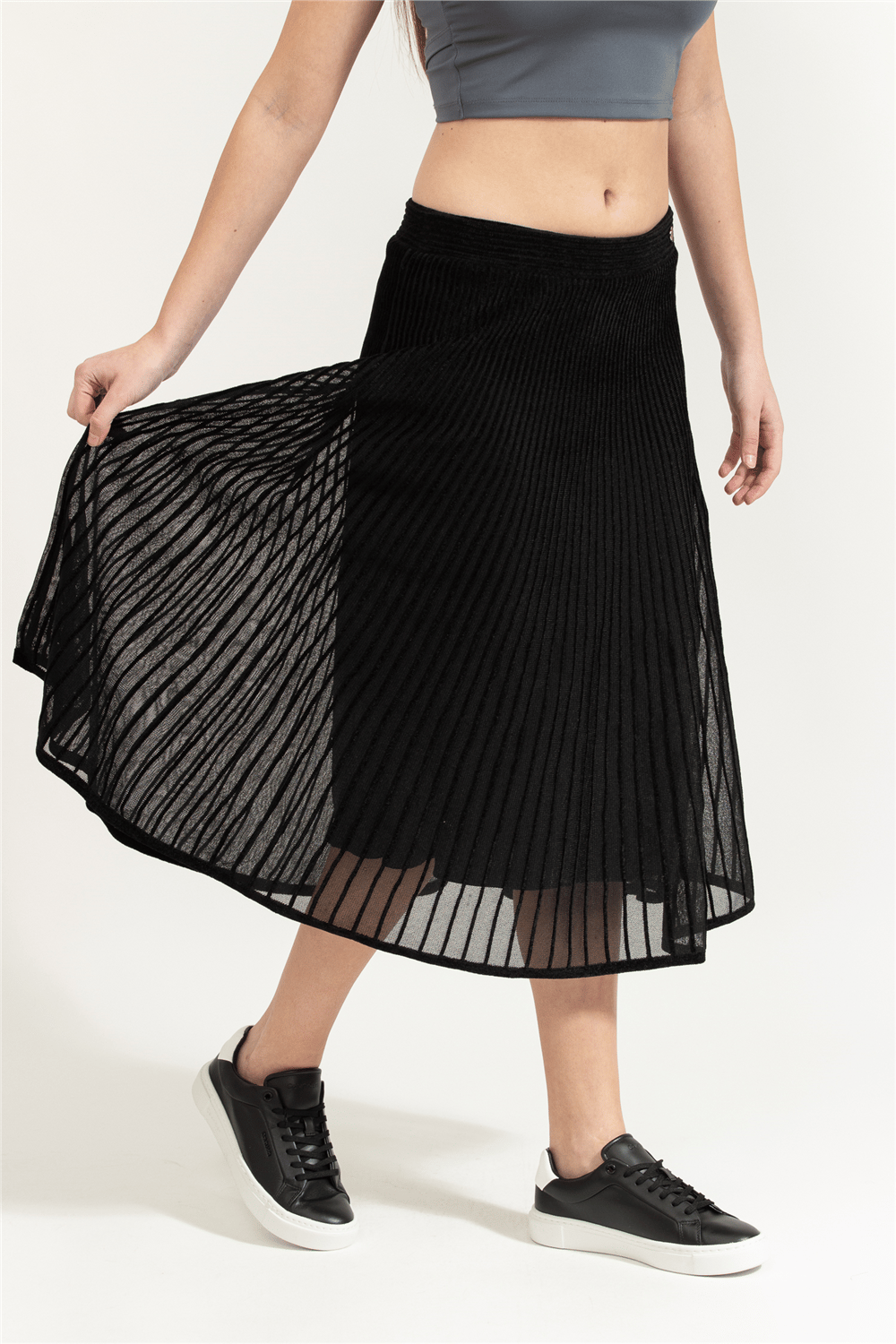 Karl Lagerfeld Elegant Flock Knit Kadın Etek
