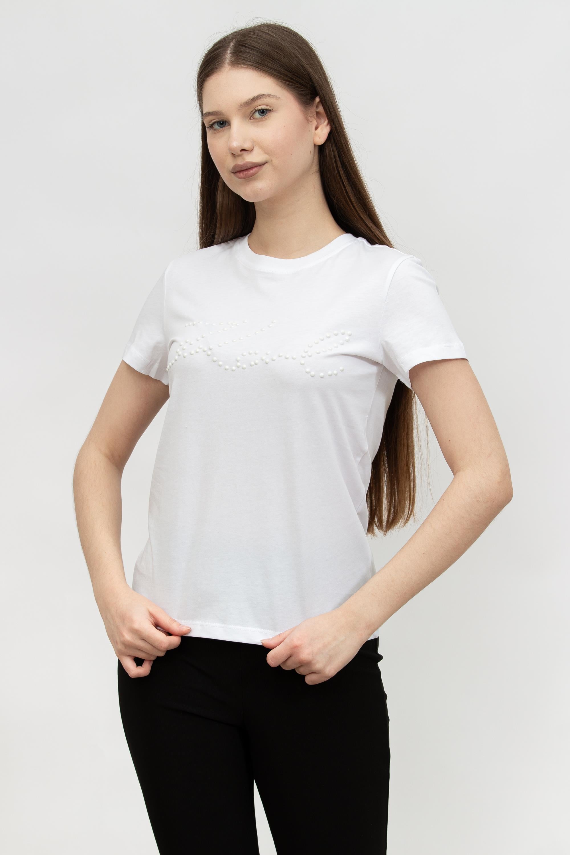 Karl Lagerfeld Embellished  Kadın Bisiklet Yaka T-Shirt