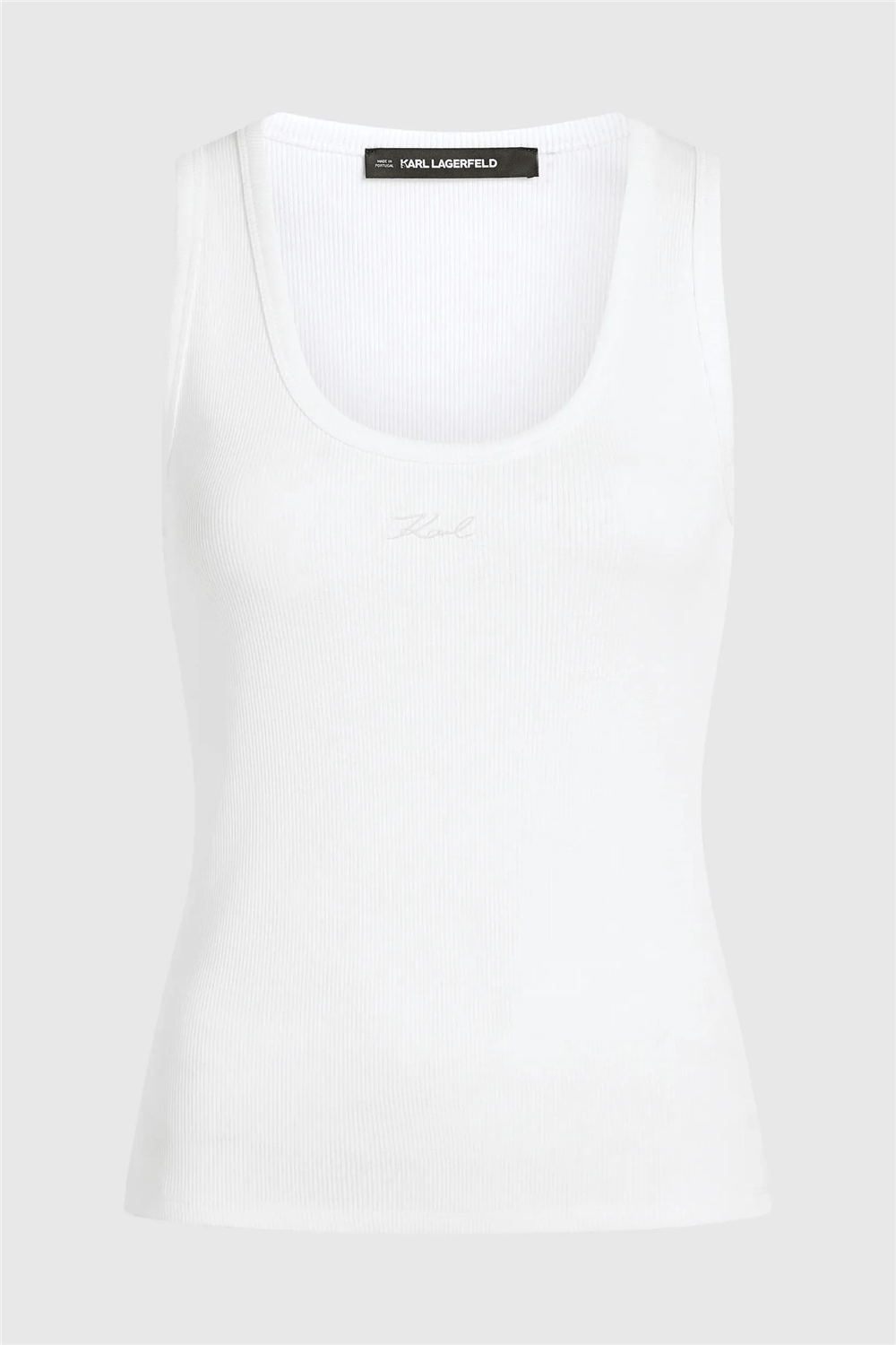 Karl Lagerfeld Essential Logo Commercial Tank Kadın Kolsuz T-Shirt Beyaz