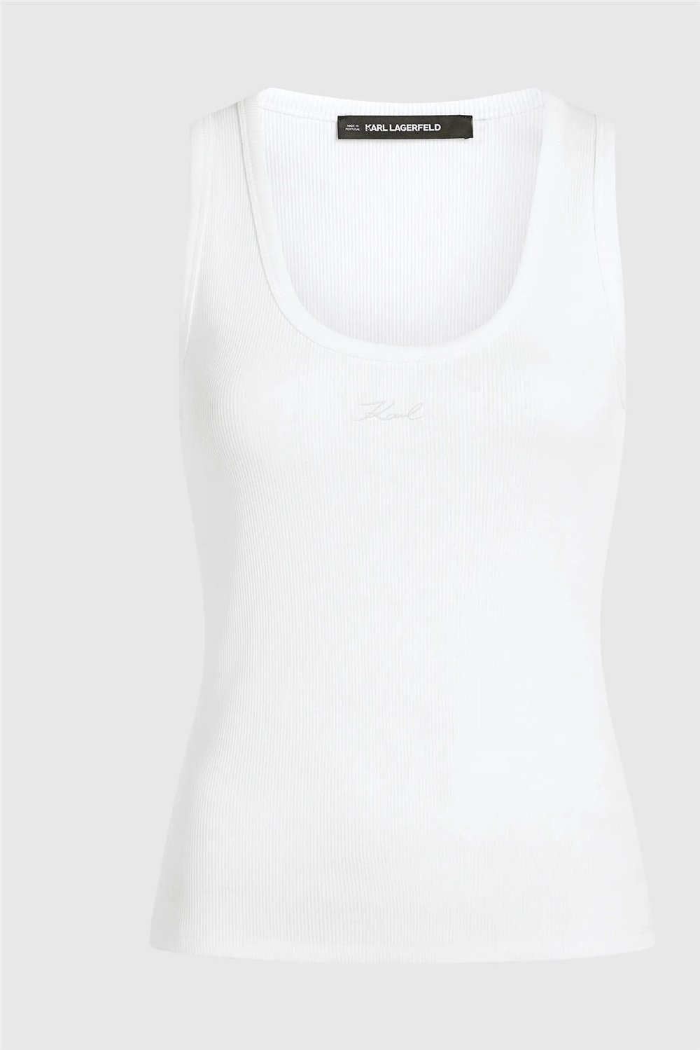 Karl Lagerfeld Essential Logo Commercial Tank Kadın Kolsuz T-Shirt Beyaz
