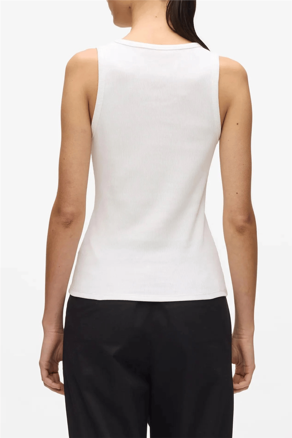 Karl Lagerfeld Essential Logo Commercial Tank Kadın Kolsuz T-Shirt Beyaz
