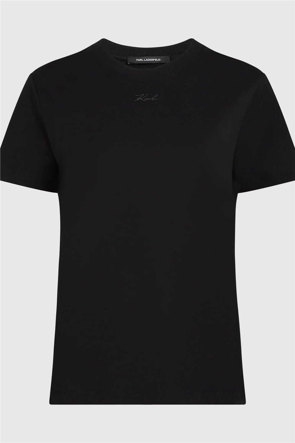 Karl Lagerfeld Essential Regular T-Shirt Kadın Bisiklet Yaka T-Shirt Siyah