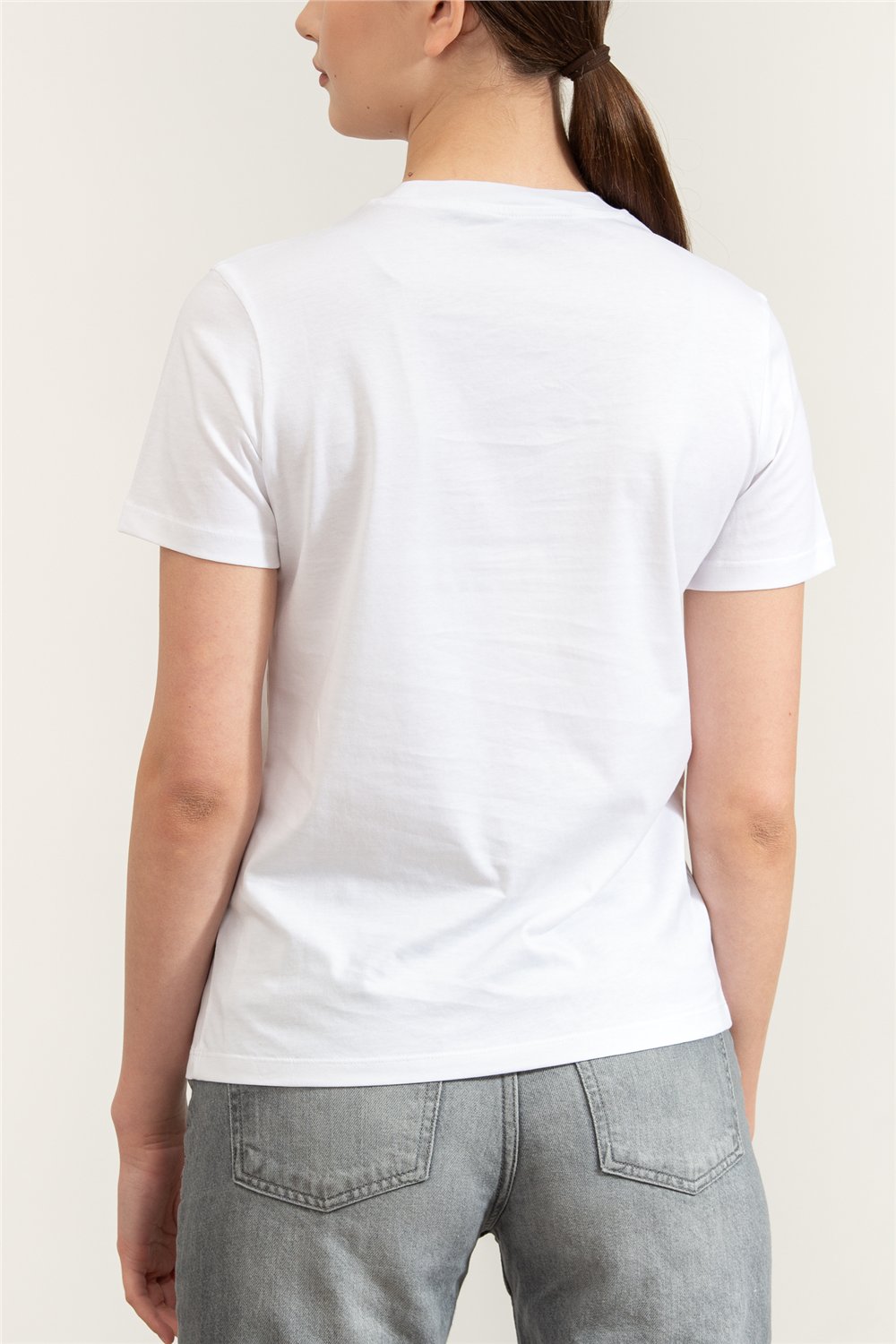 Karl Lagerfeld Essential Regular T-Shirt Kadın Bisiklet Yaka T-Shirt Beyaz