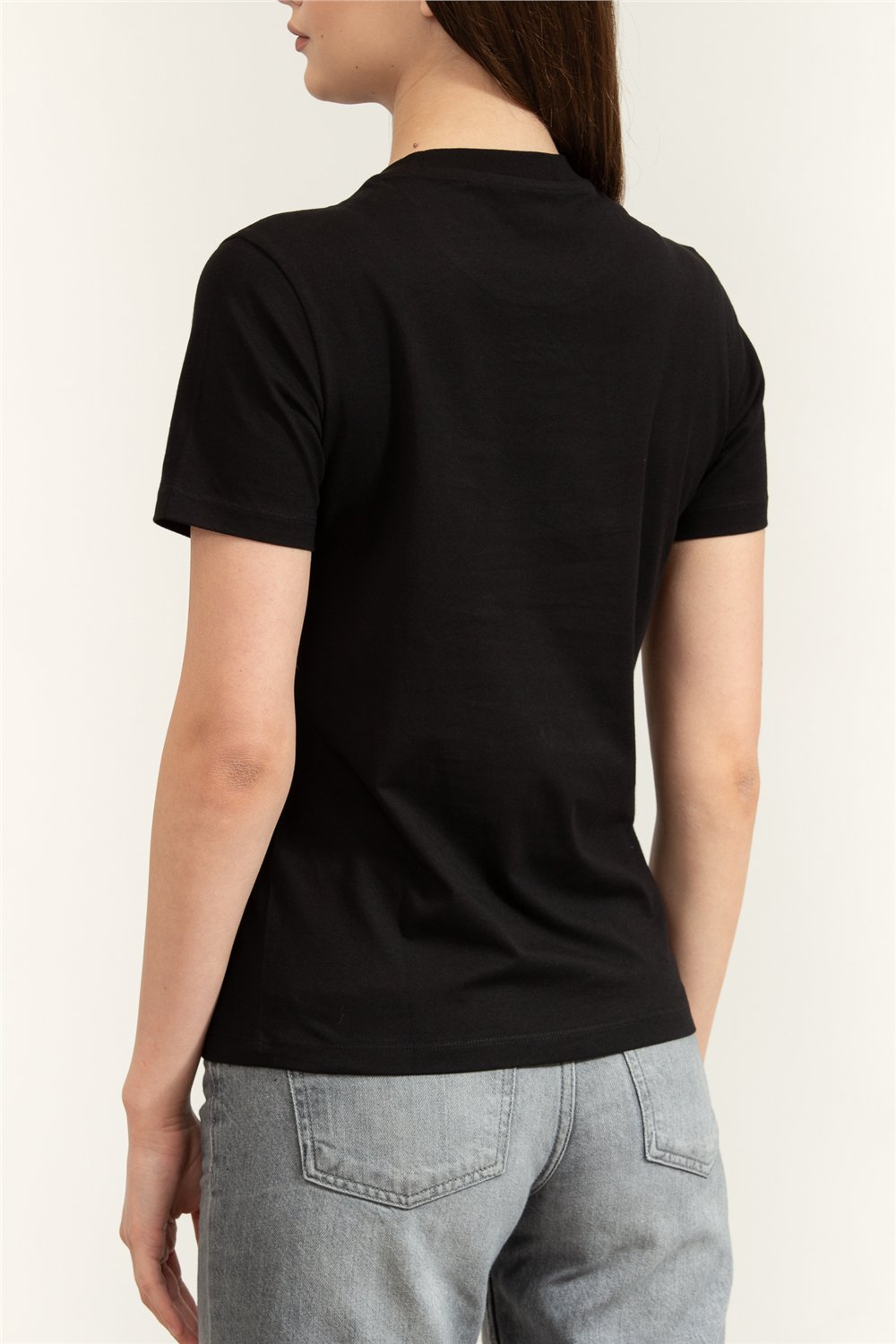 Karl Lagerfeld Essential Regular T-Shirt Kadın Bisiklet Yaka T-Shirt Siyah