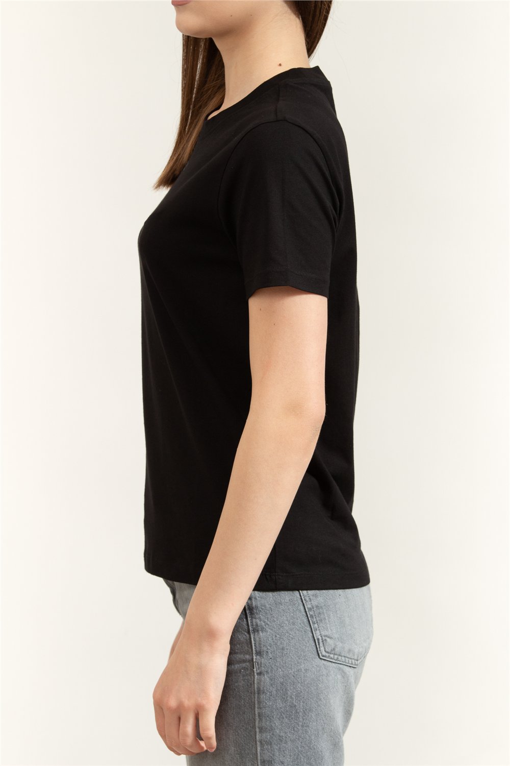 Karl Lagerfeld Essential Regular T-Shirt Kadın Bisiklet Yaka T-Shirt Siyah