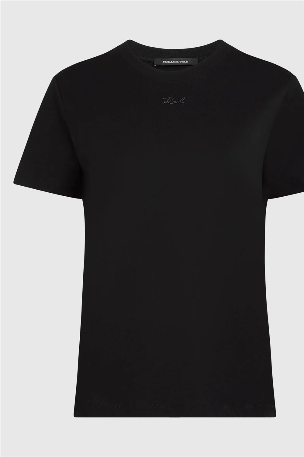 Karl Lagerfeld Essential Regular T-Shirt Kadın Bisiklet Yaka T-Shirt Siyah