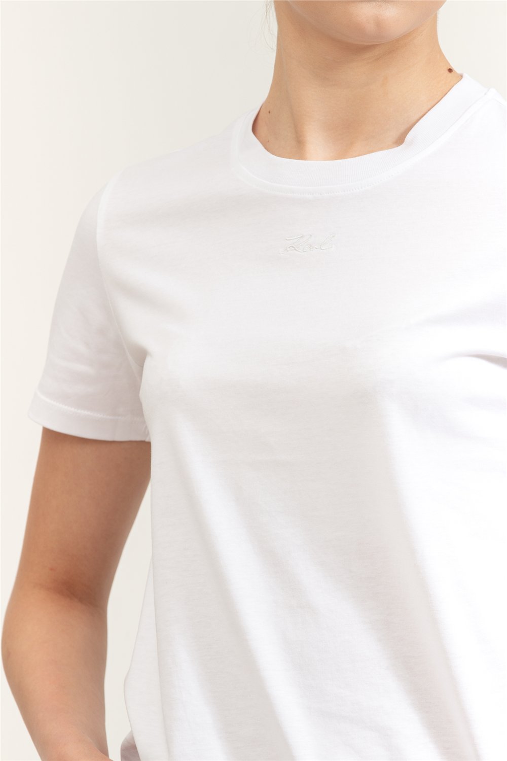 Karl Lagerfeld Essential Regular T-Shirt Kadın Bisiklet Yaka T-Shirt Beyaz