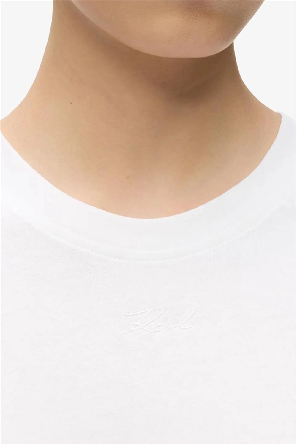 Karl Lagerfeld Essential Relaxed T-Shirt Kadın Bisiklet Yaka T-Shirt Beyaz