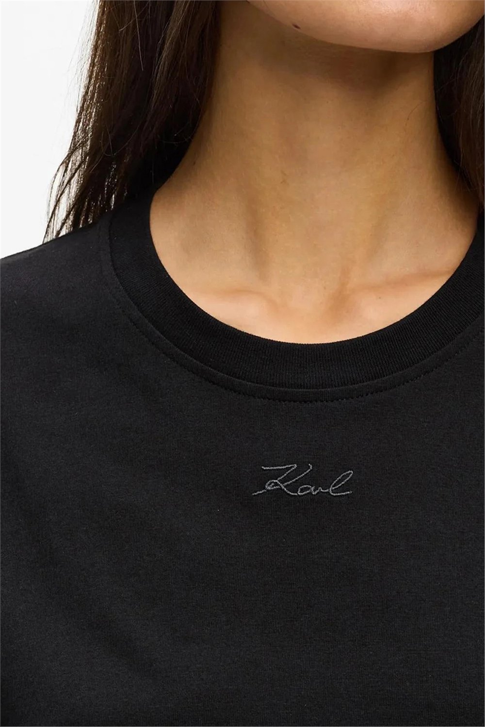 Karl Lagerfeld Essential Relaxed T-Shirt Kadın Bisiklet Yaka T-Shirt Siyah