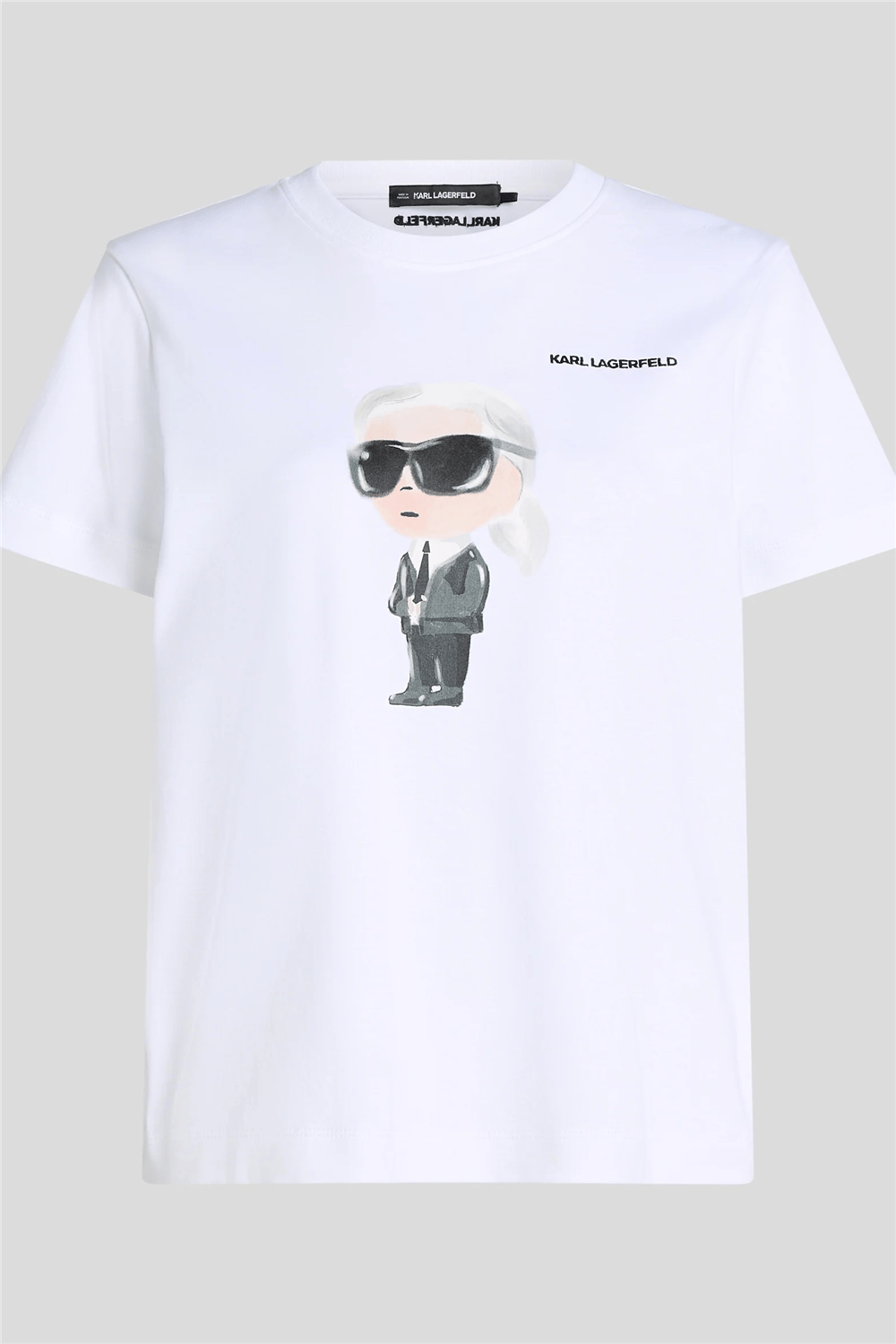Karl Lagerfeld Ikon Aquarelle K Kadın Bisiklet Yaka T-Shirt Beyaz