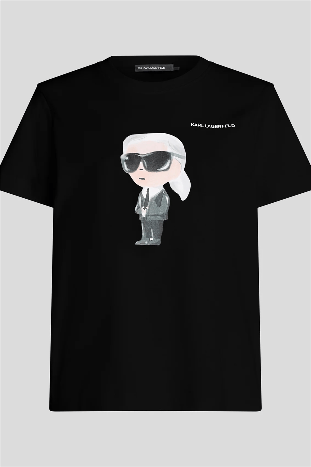 Karl Lagerfeld Ikon Aquarelle K Kadın Bisiklet Yaka T-Shirt Siyah