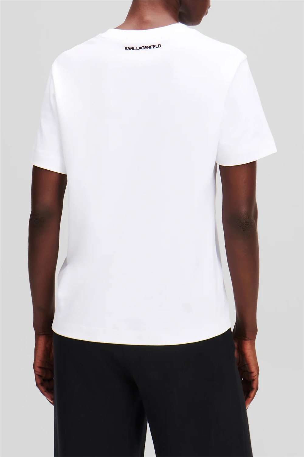 Karl Lagerfeld Ikon Aquarelle K Kadın Bisiklet Yaka T-Shirt Beyaz