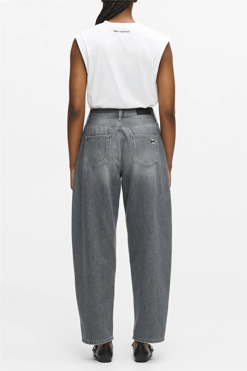 Karl Lagerfeld Ikon Barrel Denim Kadın Jean Pantolon Açık Gri