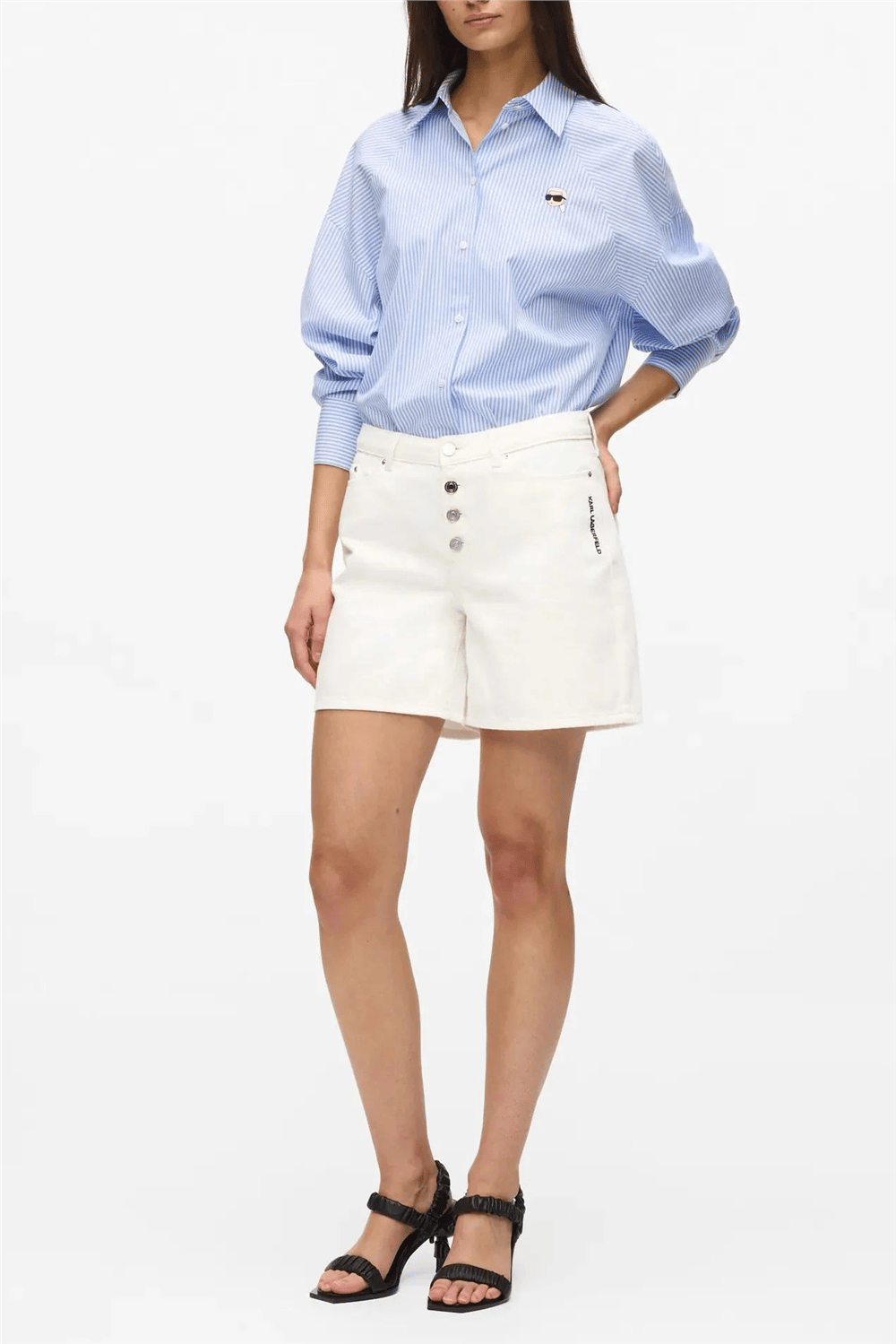 Karl Lagerfeld ikon Denim Shorts Kadın Jean Pantolon Çok Renkli