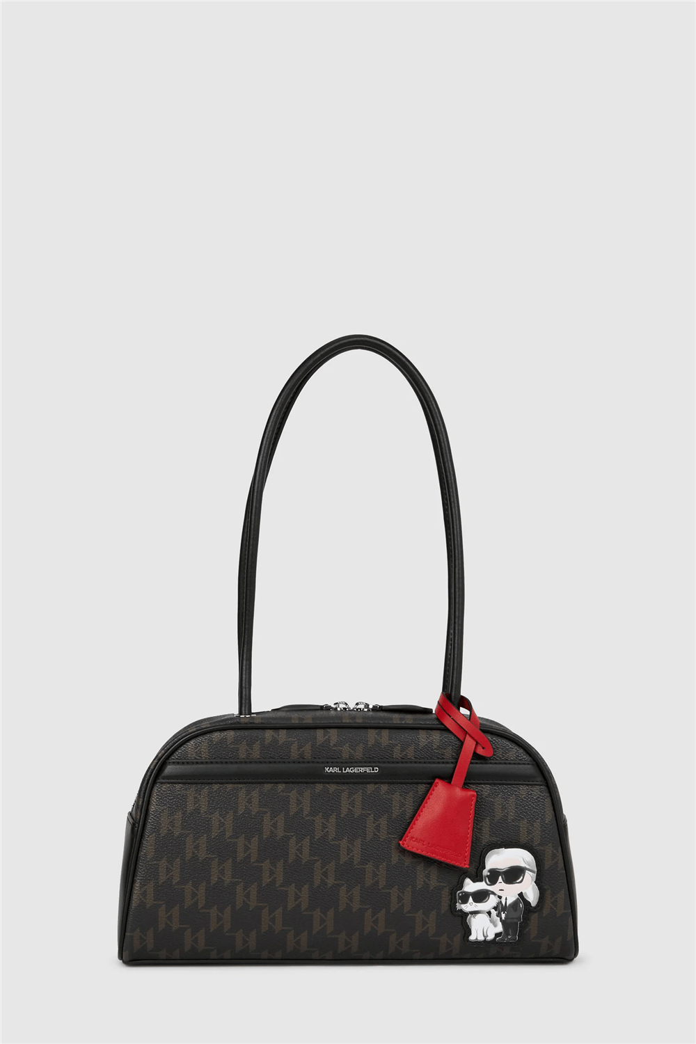 Karl Lagerfeld Ikon Monogram CC Bowling Kadın Mini Omuz Çantası Kahverengi