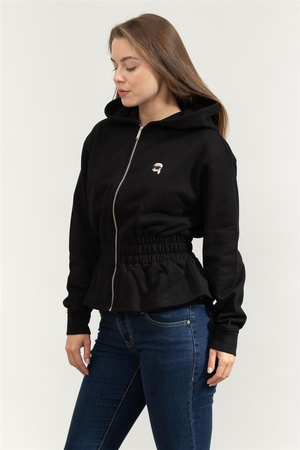 Karl Lagerfeld Ikon Patch Cinched Kadın Fermuarlı Sweatshirt
